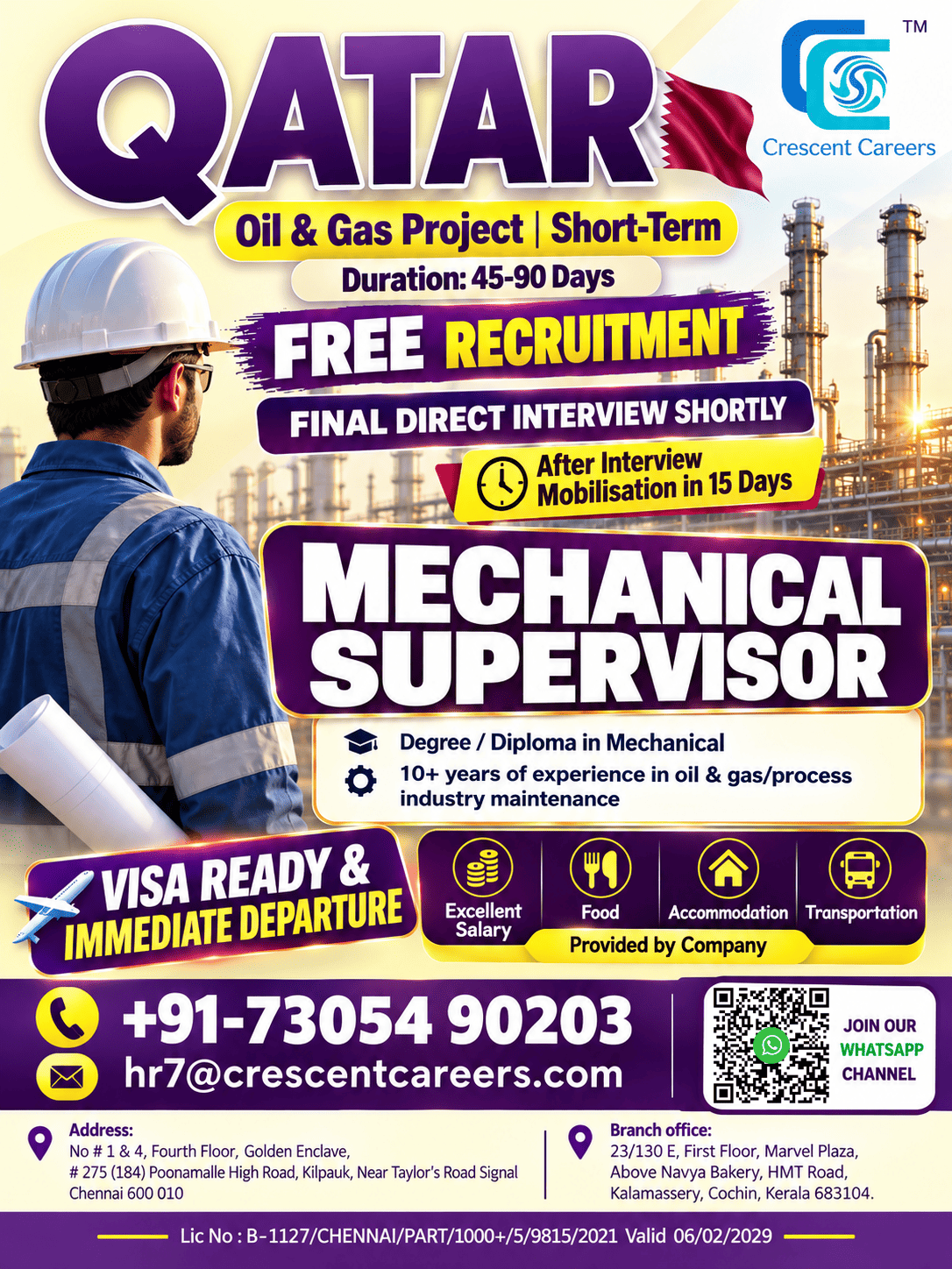 Mechanical Supervisor - Oil & Gas Project — Crescent Careers, Qatar, Qatar