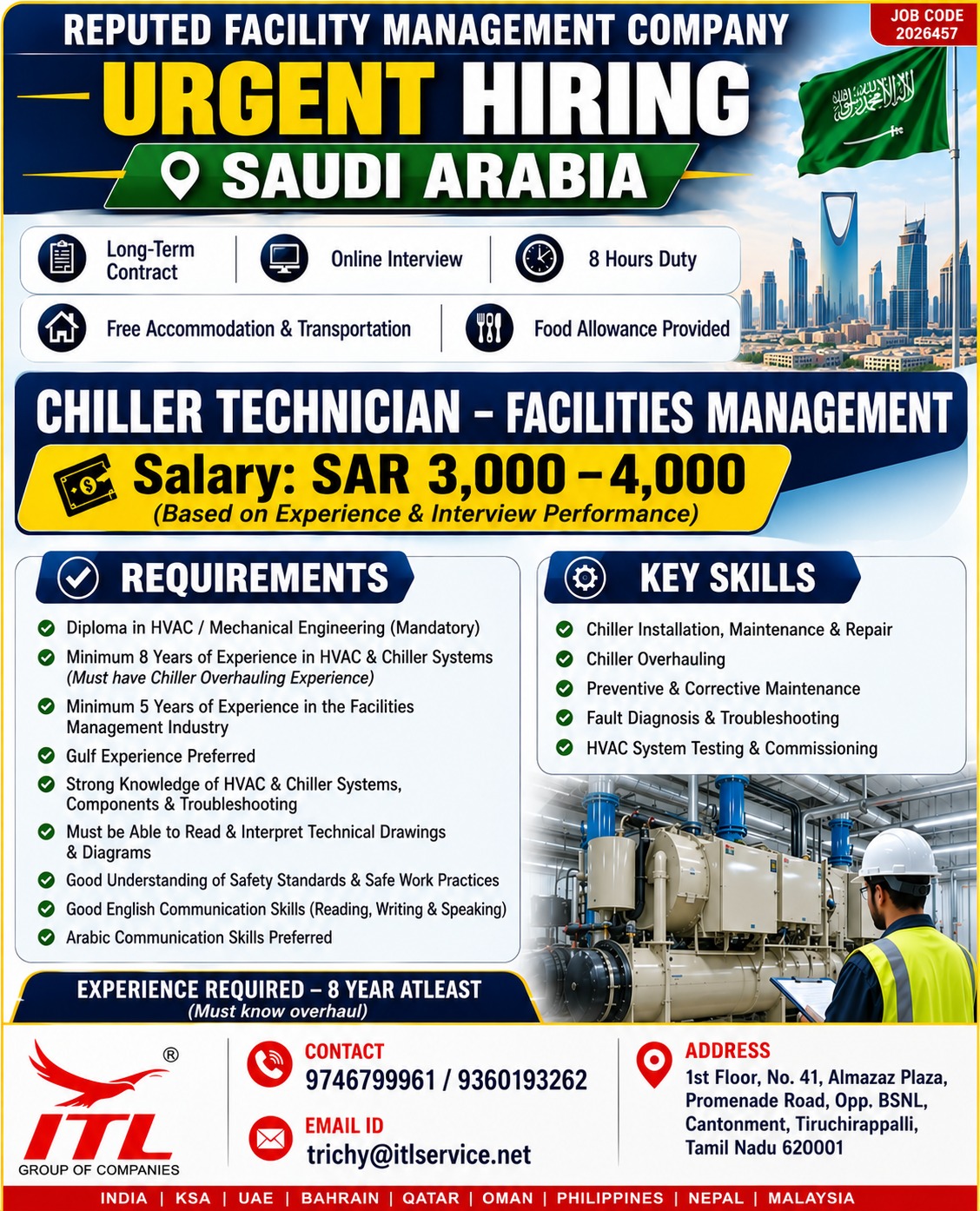 Chiller Technician – Facilities Management