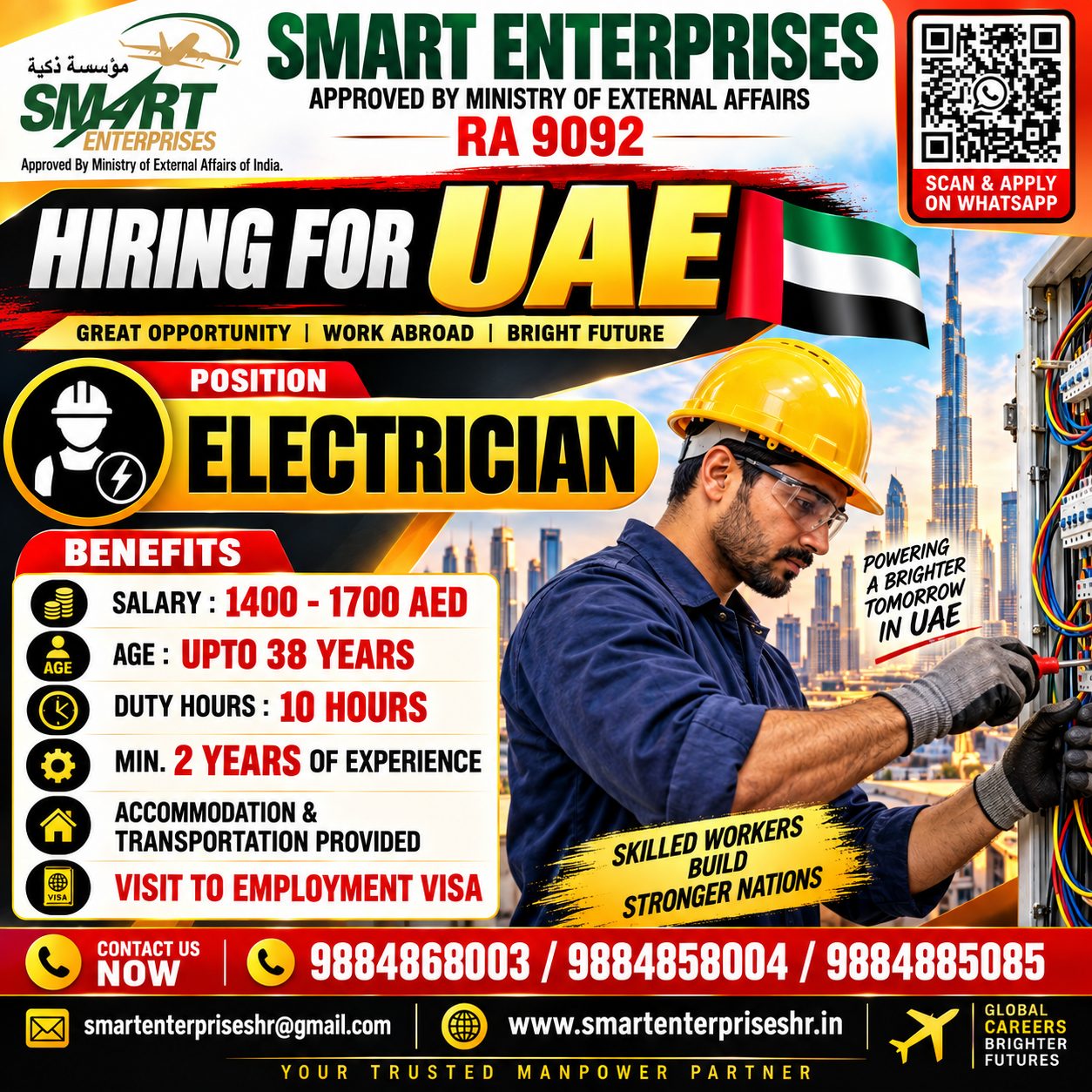 REQUIREMENT FOR ELECTRICIAN