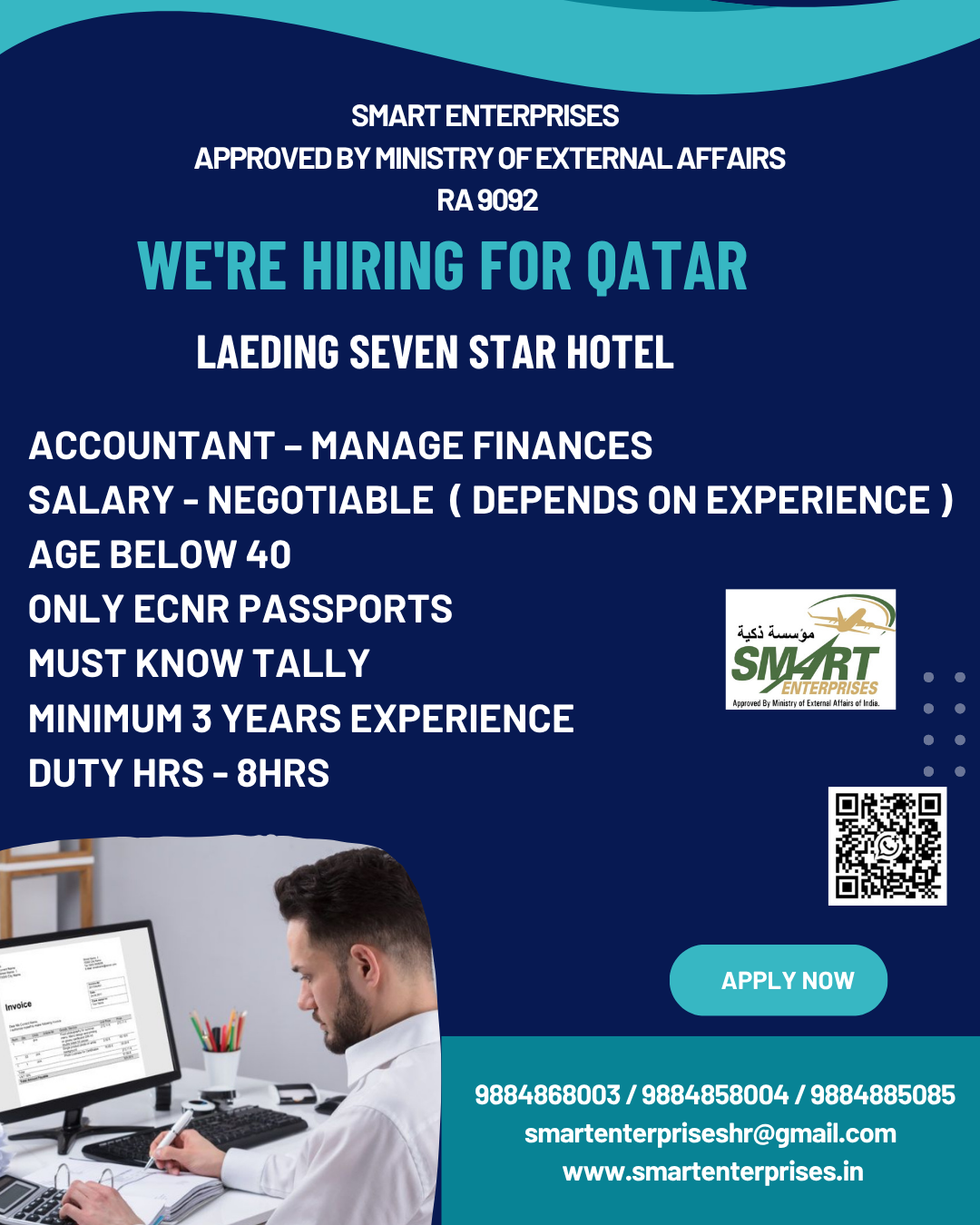 Accountant – Manage Finances — smartenterpriseshr@gmail.com, QATAR, QATAR