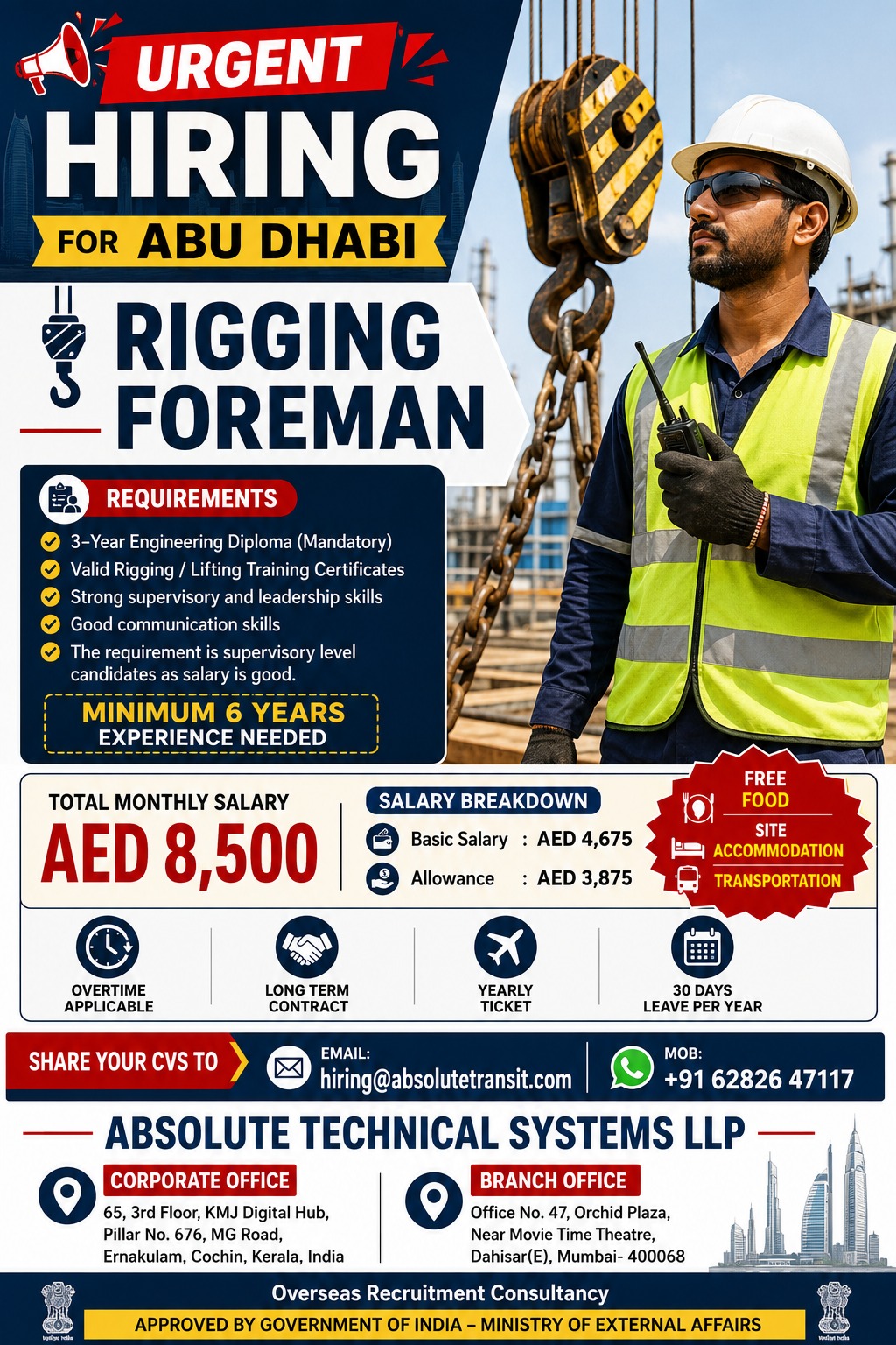 Rigging Foreman — Absolute Technical Systems LLP, United Arab Emirates