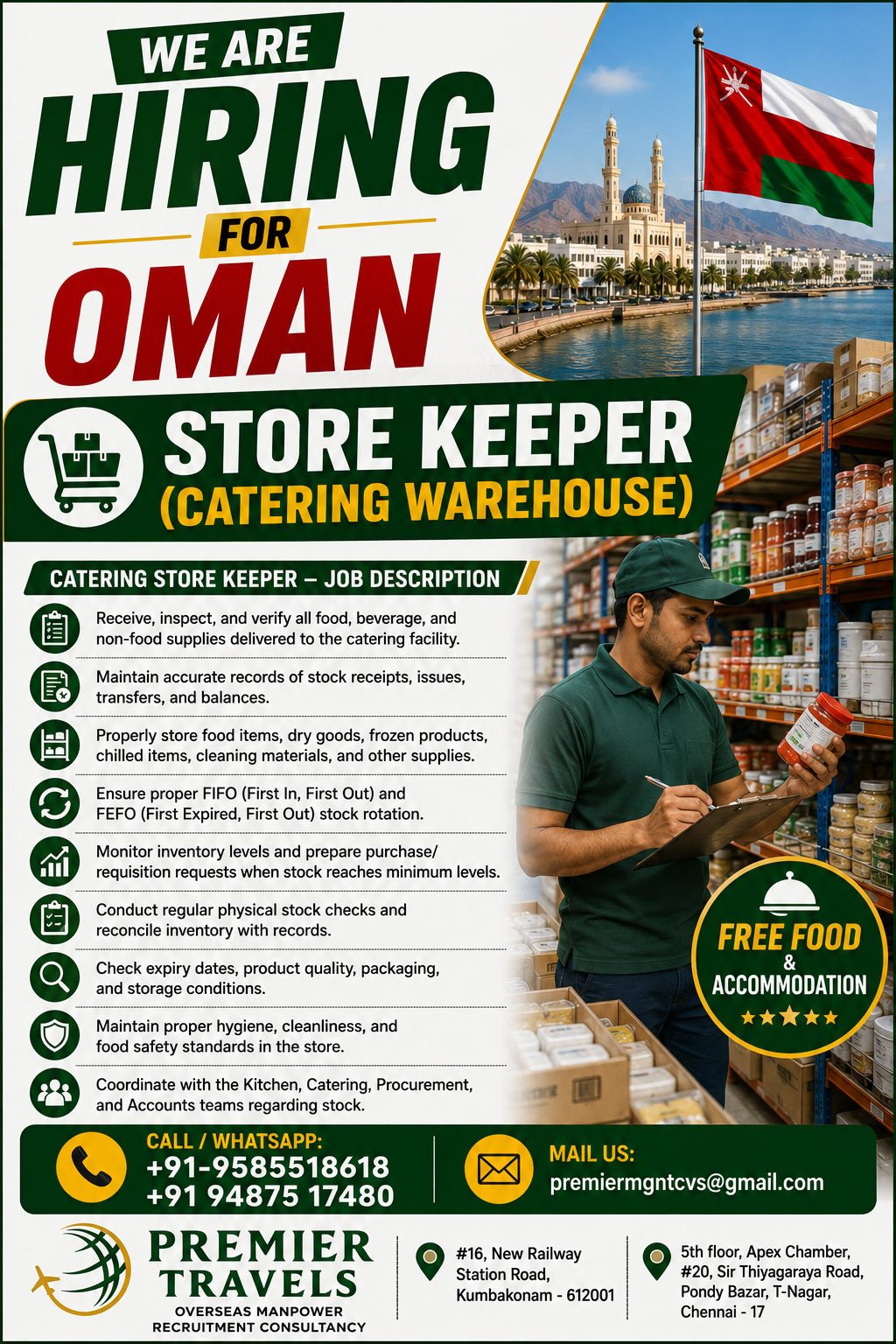 Hiring for Store Keeper Catering