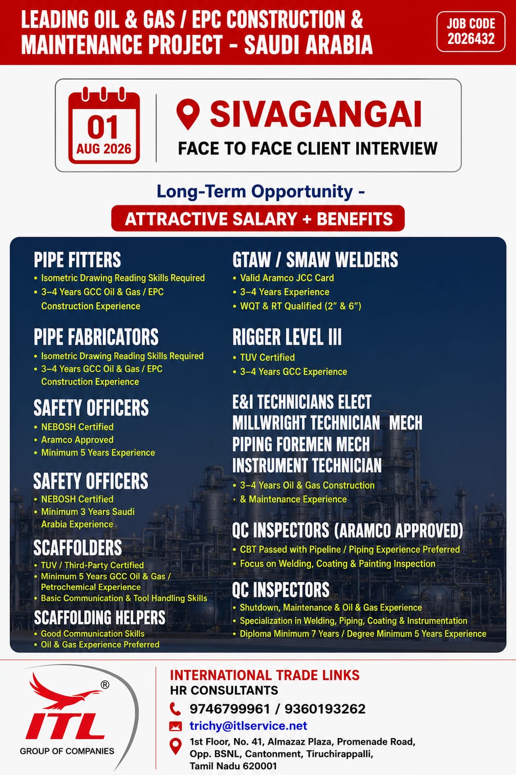 Leading Oil & Gas / EPC Construction & Maintenance Project — ITL Travels, Saudi Arabia, Saudi Arabia