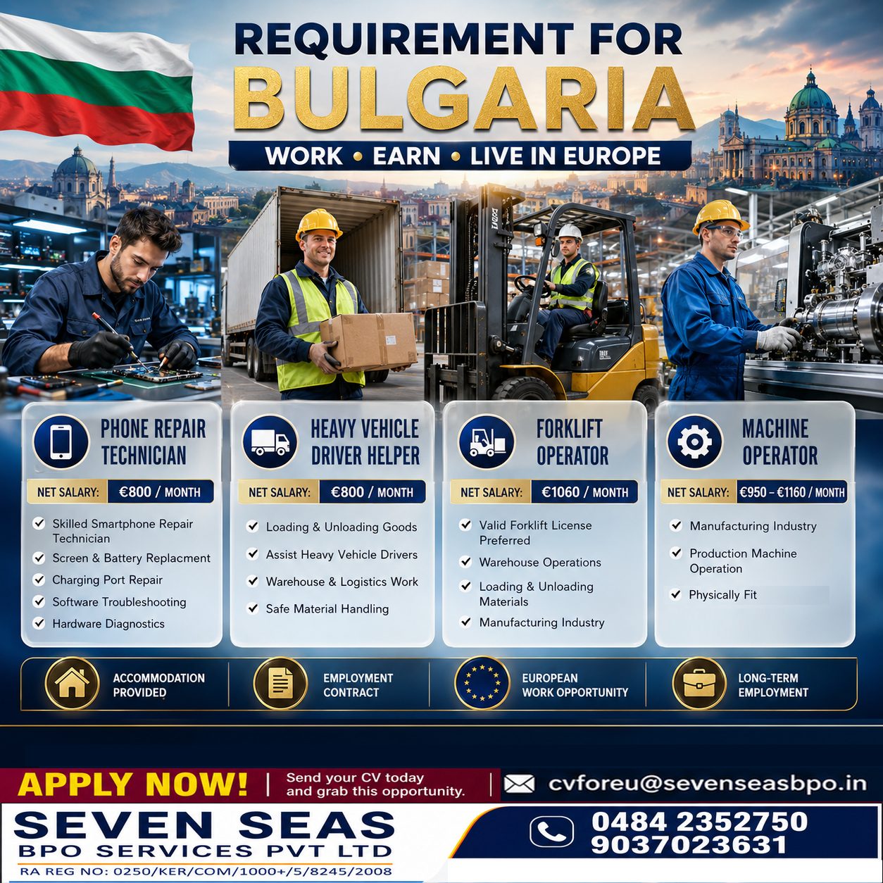 URGENT VACANCIES IN BULGARIA — Seven Seas BPO Services (P) Ltd, BULGARIA, BULGARIA