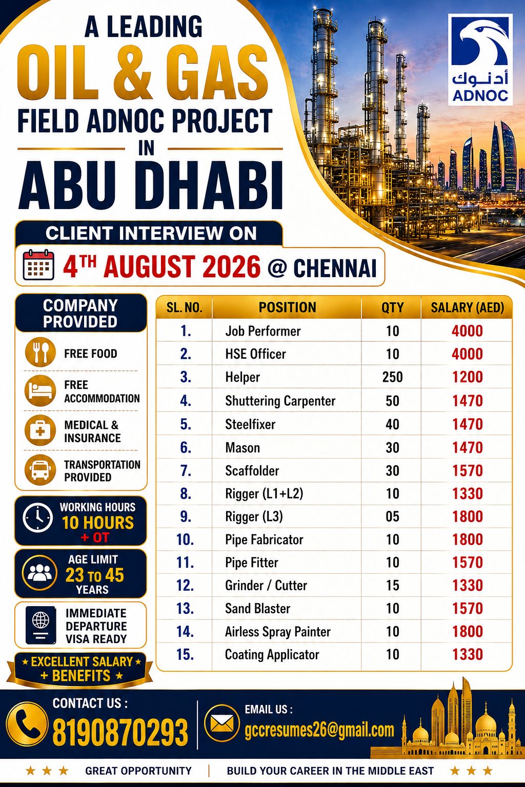 A Leading Oil & Gas Field ADNOC Project in Abu Dhabi