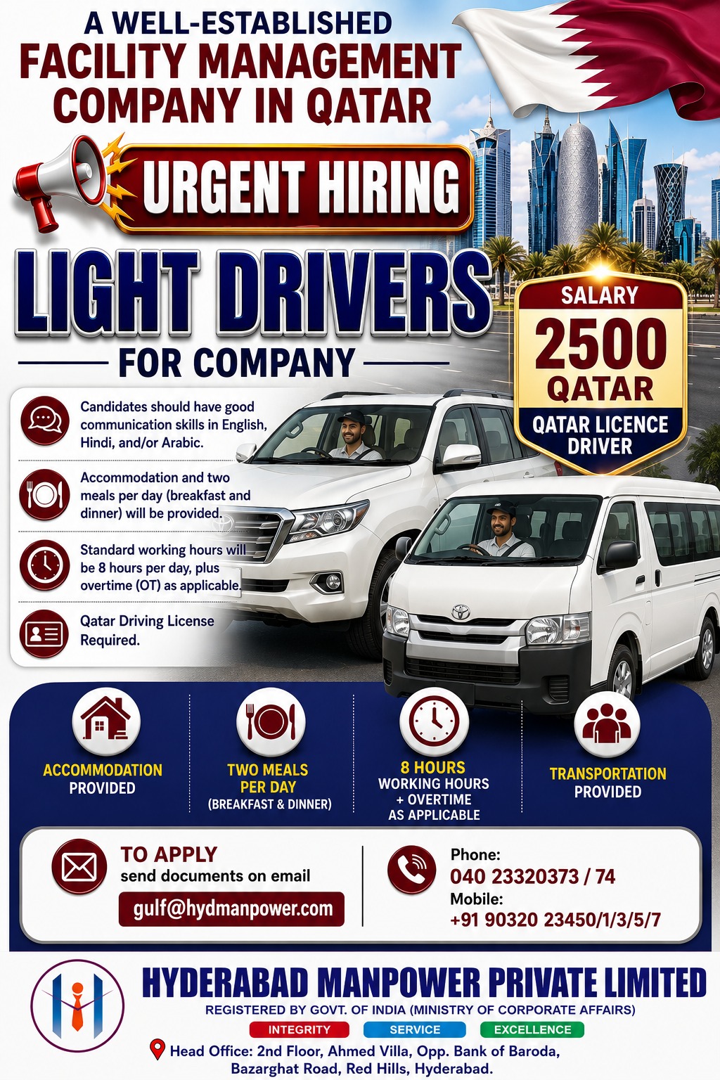 Hiring Light Driver's for Qatar — Shaik Sahil, Qatar, Qatar