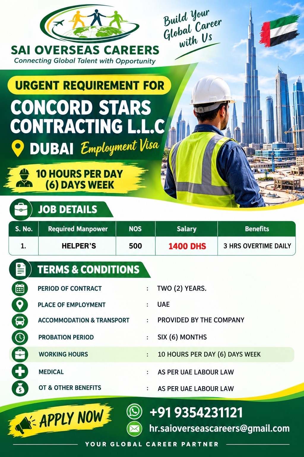 URGENT JOB OPPORTUNITY – DUBAI