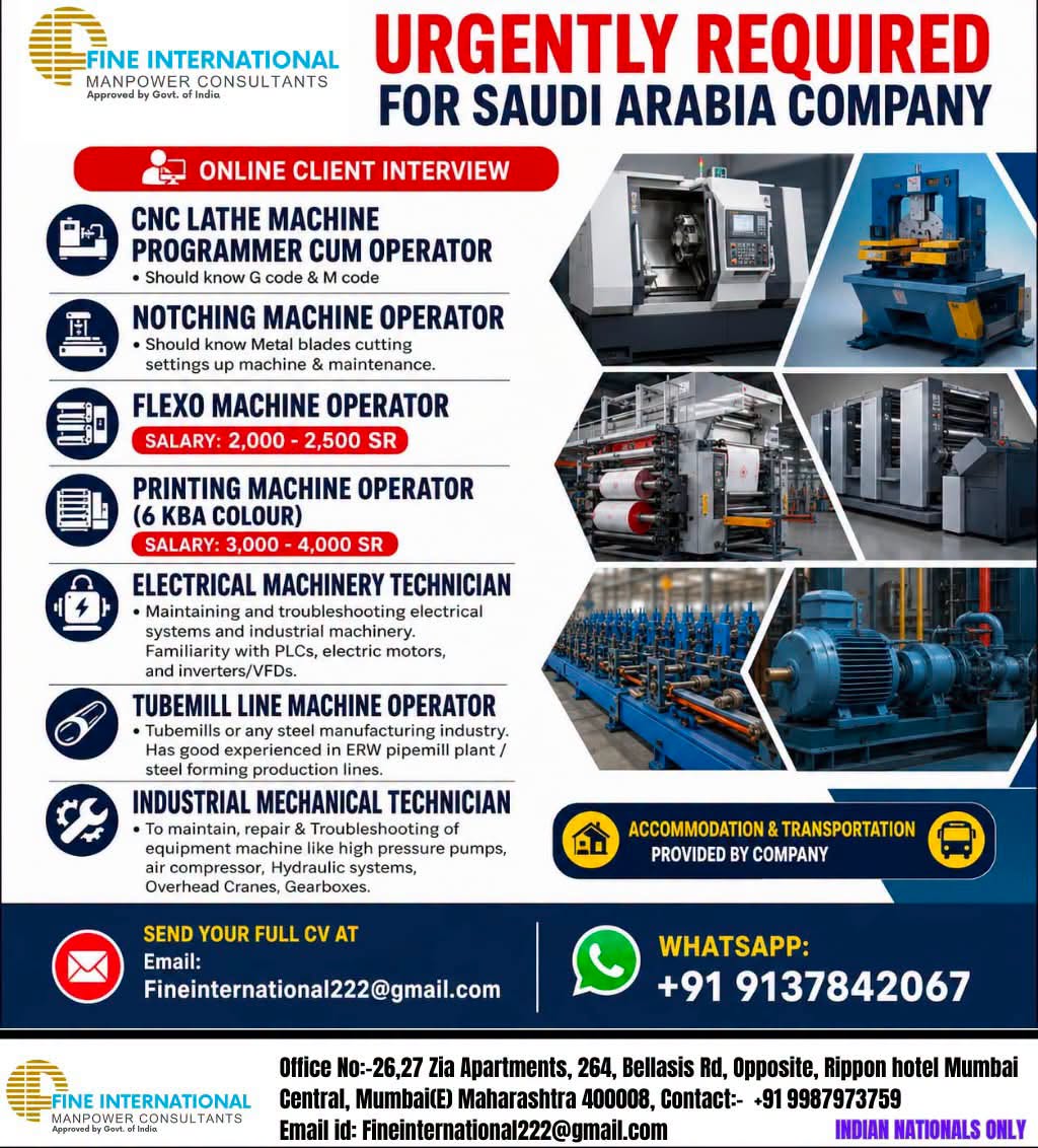 Multiple Machine Operator & Technician Positions