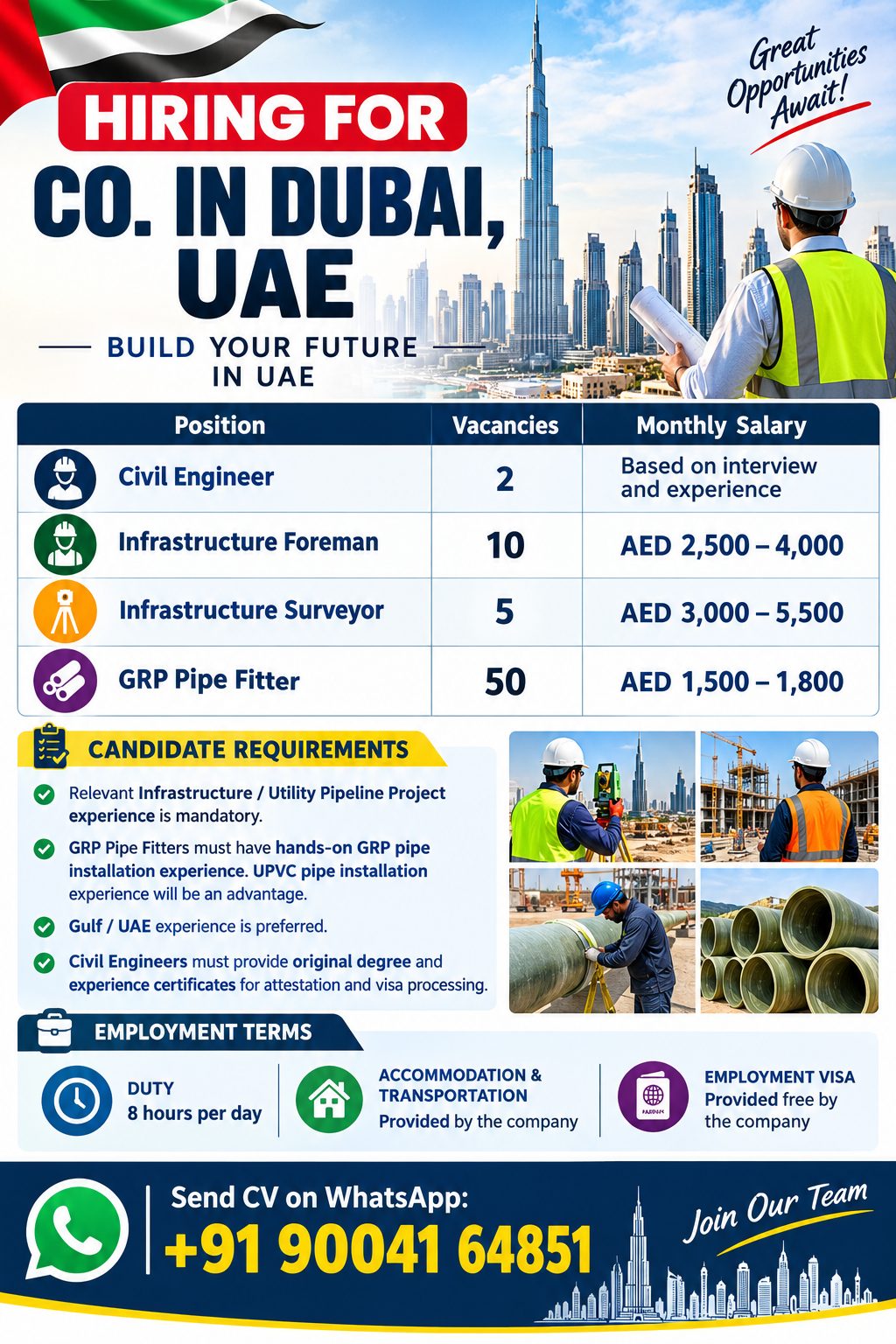 Infrastructure & Pipeline Project Positions — Azeem Consultancy, United Arab Emirates, United Arab Emirates