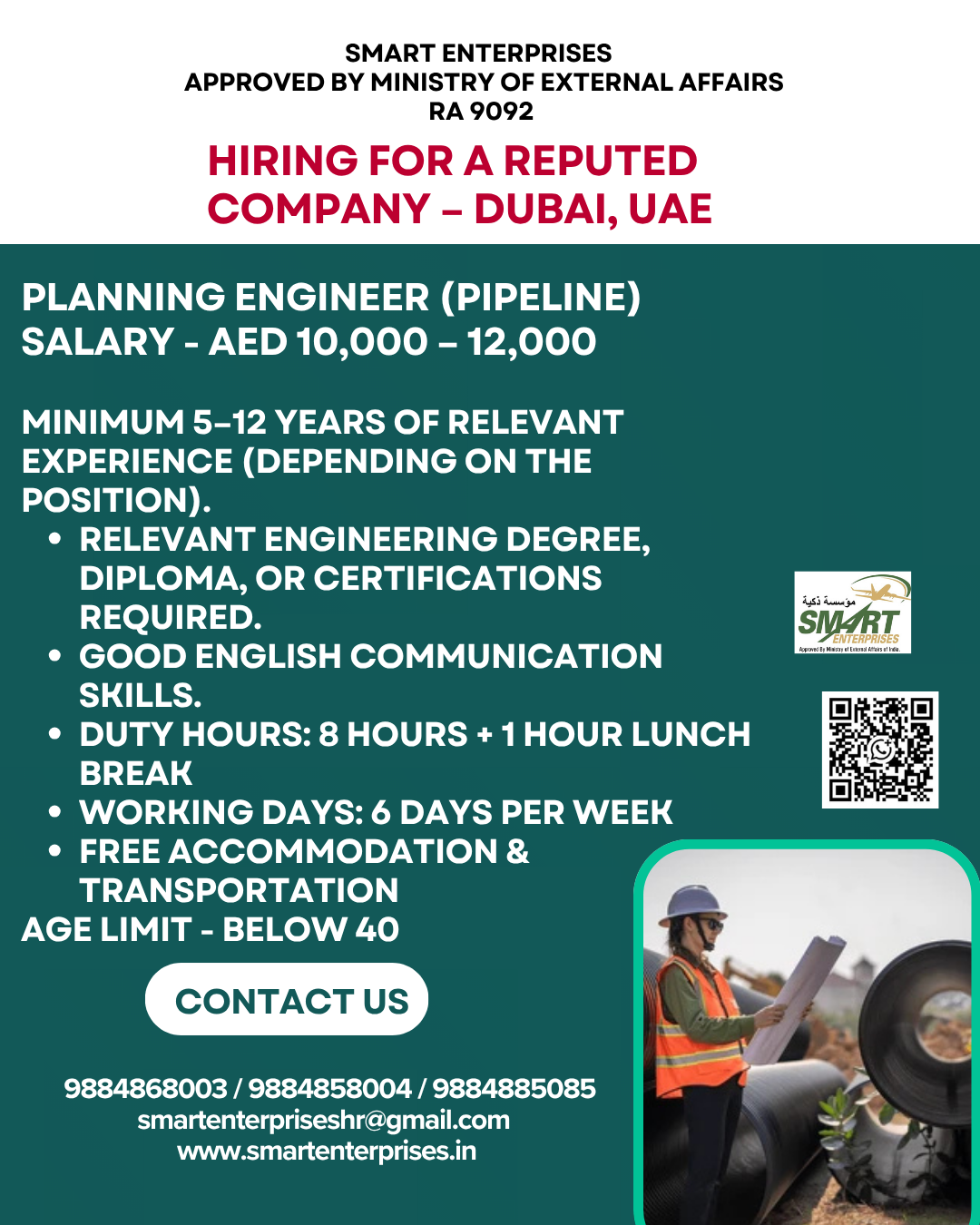 Planning Engineer (Pipeline) — smartenterpriseshr@gmail.com, UAE, UAE