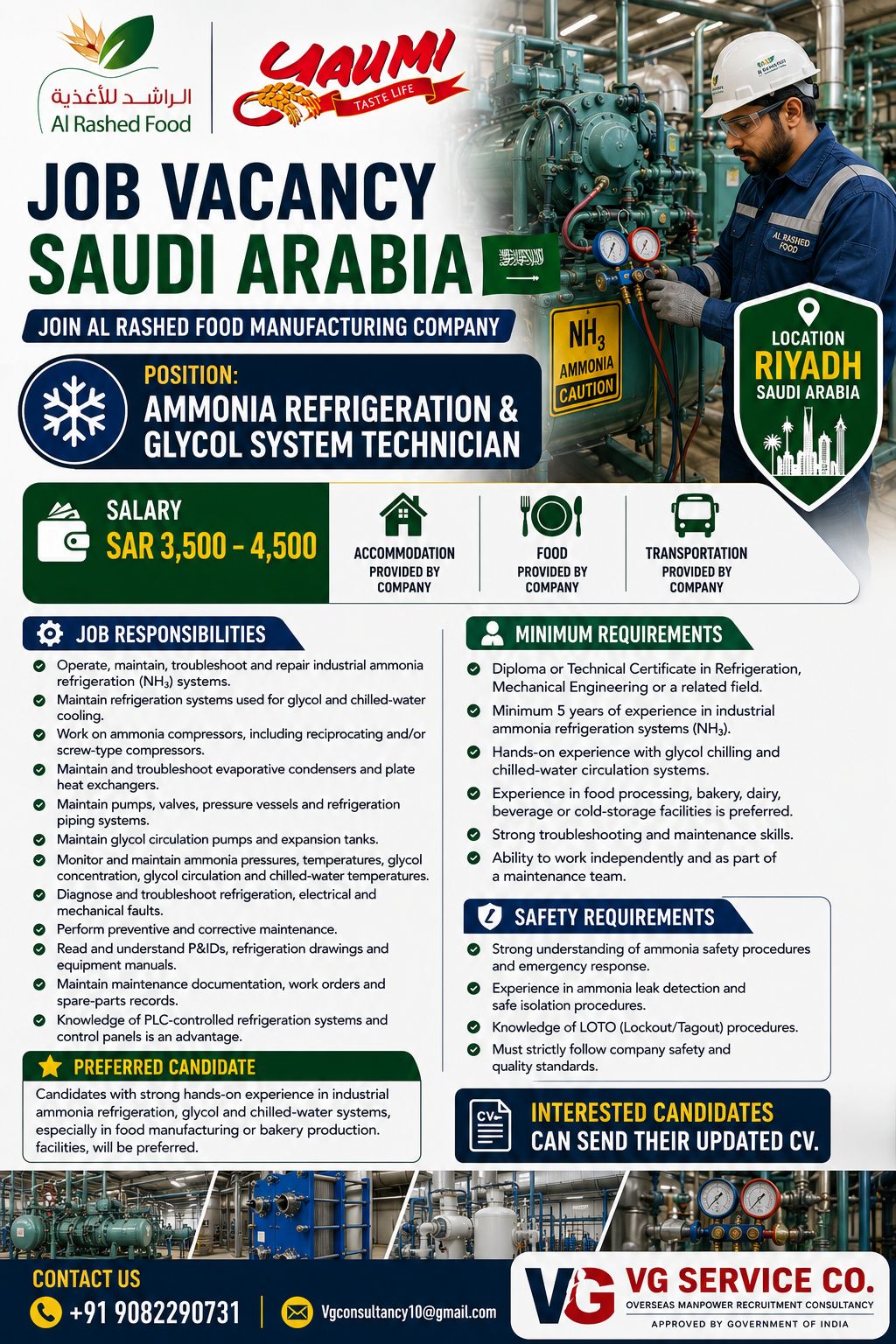 Ammonia Refrigeration & Glycol System Technician