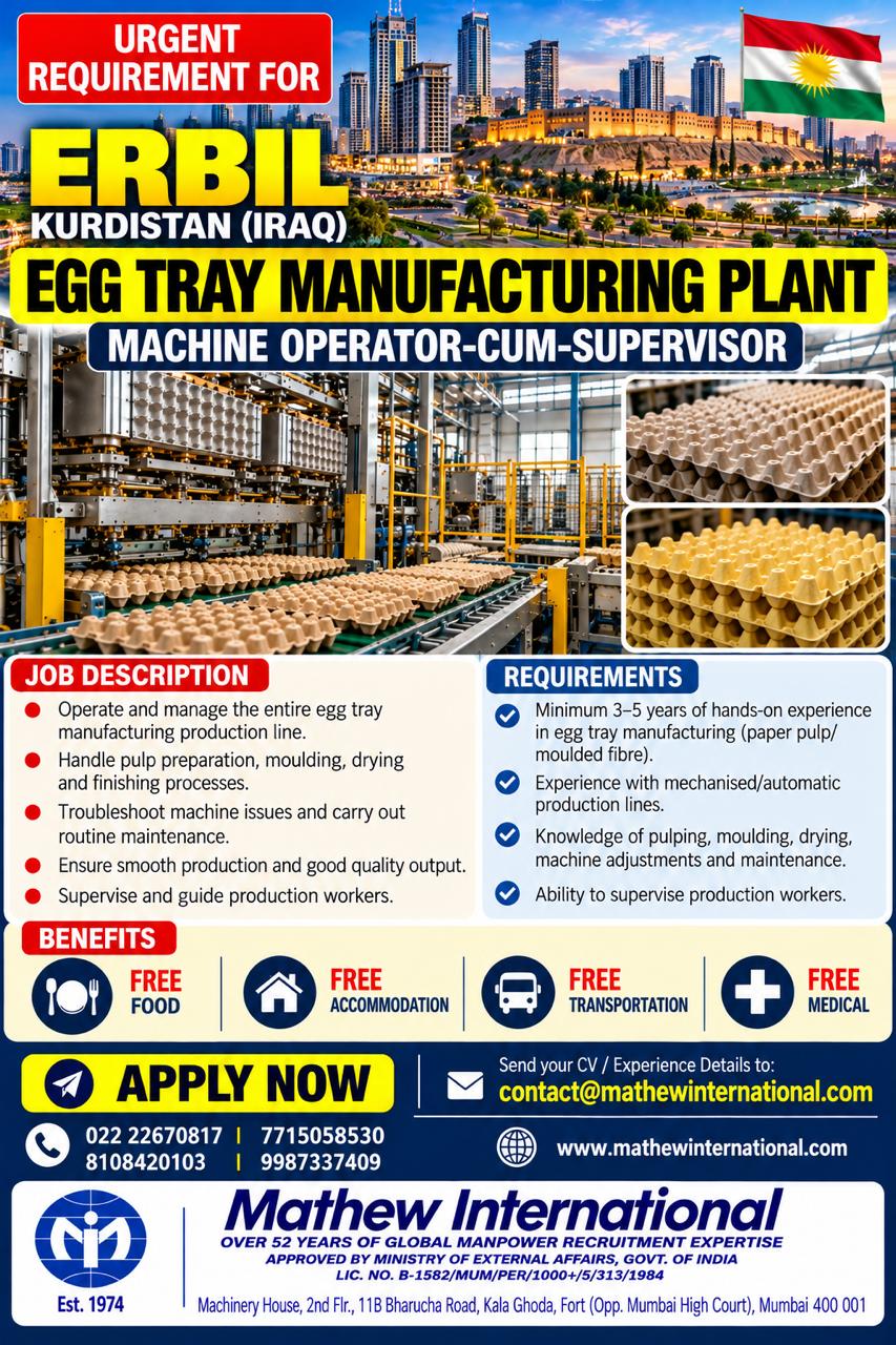 Requirement for Iraq — MATHEW INTERNATIONAL, Iraq