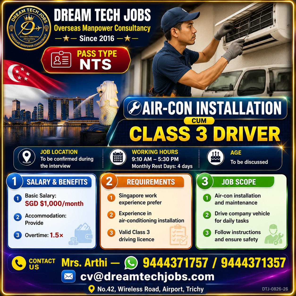 Air-Con Installation cum Class 3 Driver
