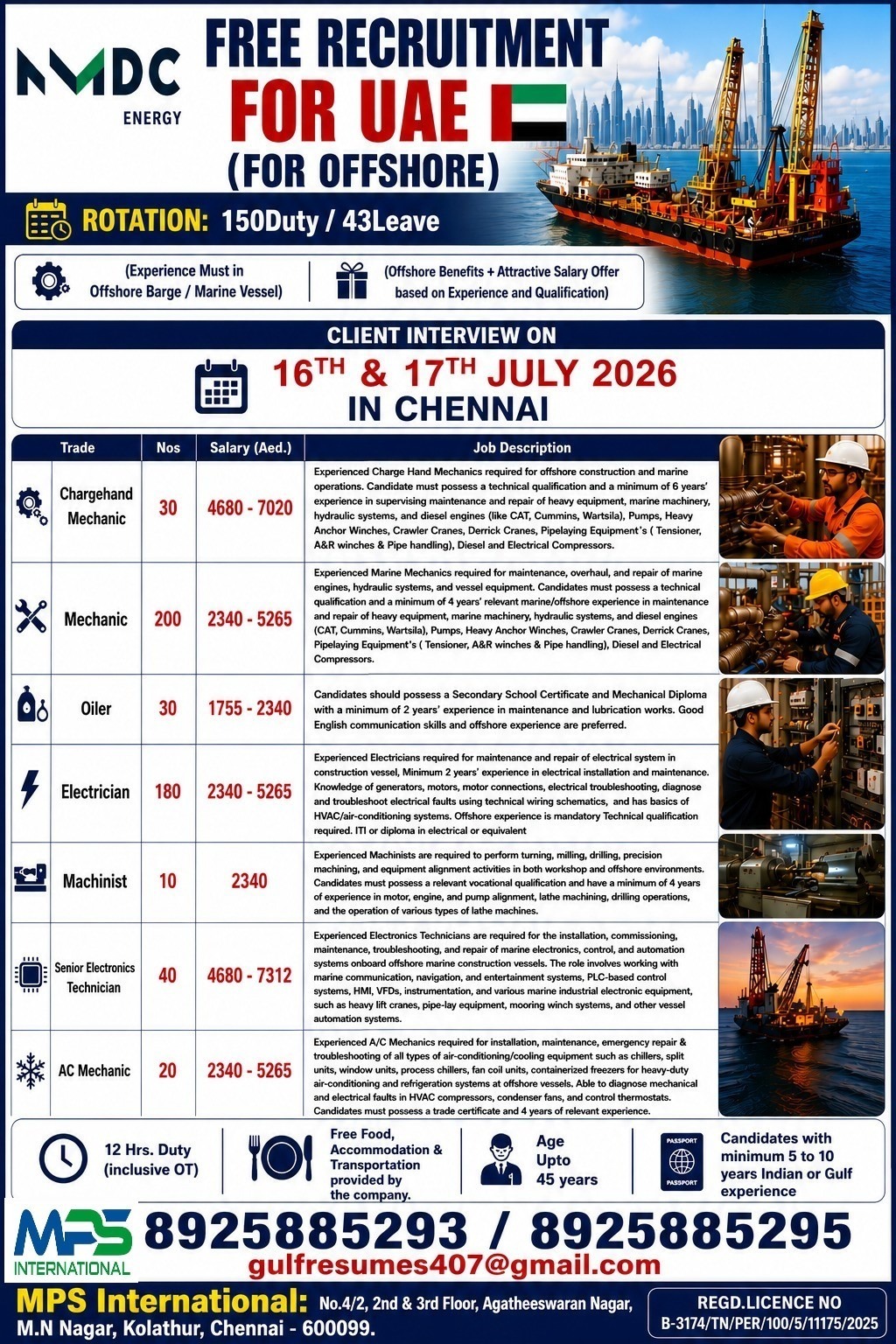 Free Recruitment for UAE (Offshore) — MPS INTERNATIONAL, UAE