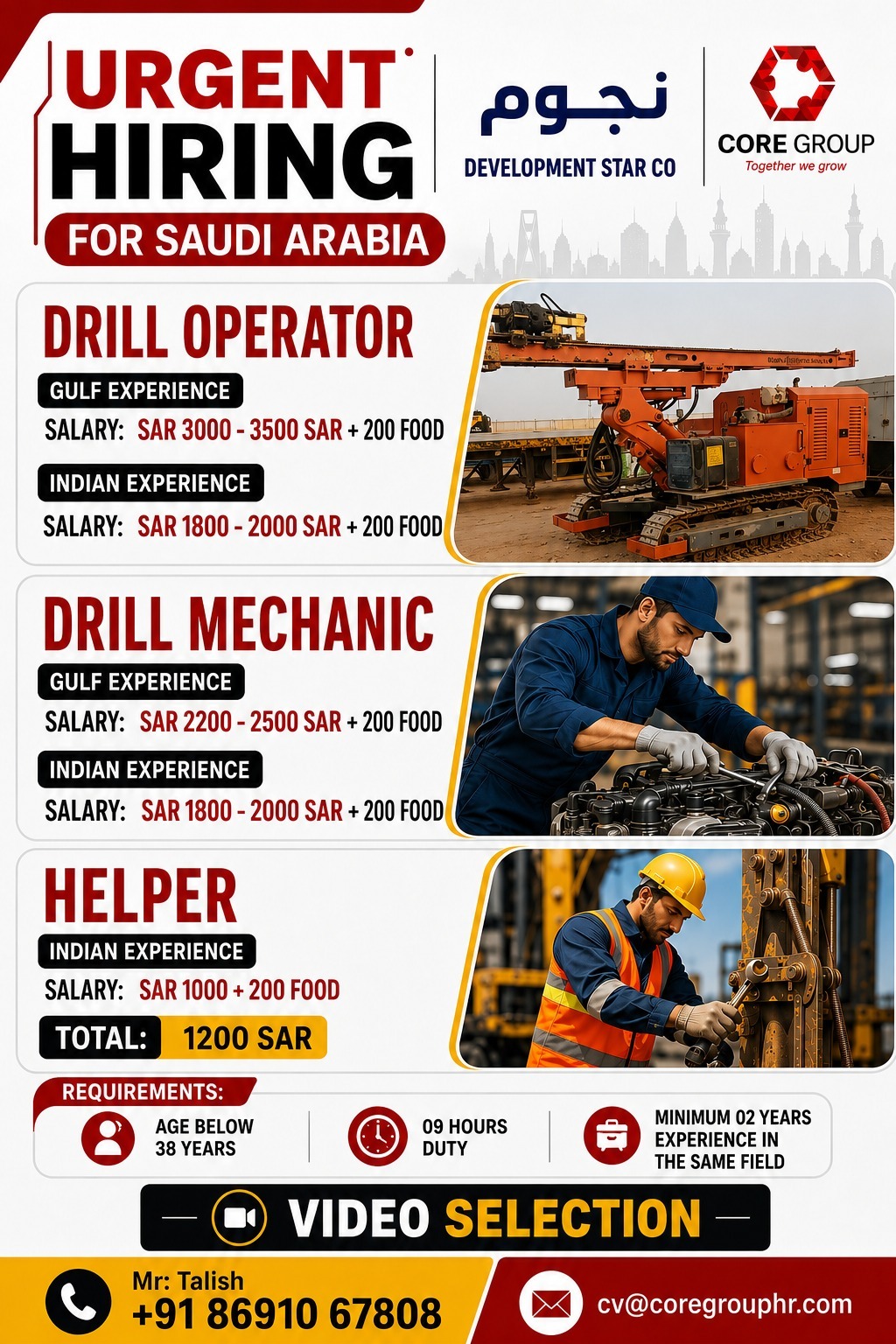 Urgent Hiring for Saudi Arabia