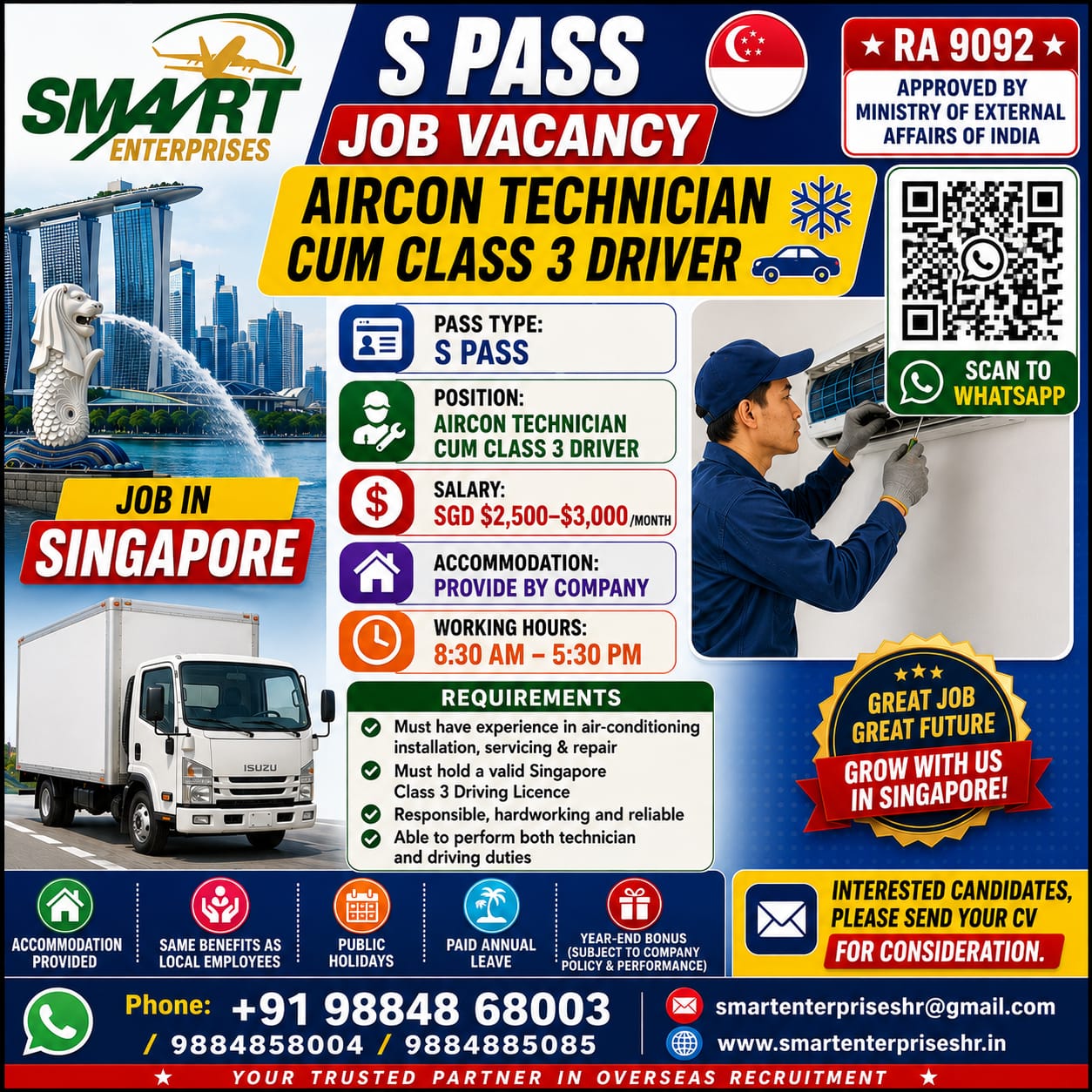 AIRCON TECHNICIAN CUM CLASS 3 DRIVER