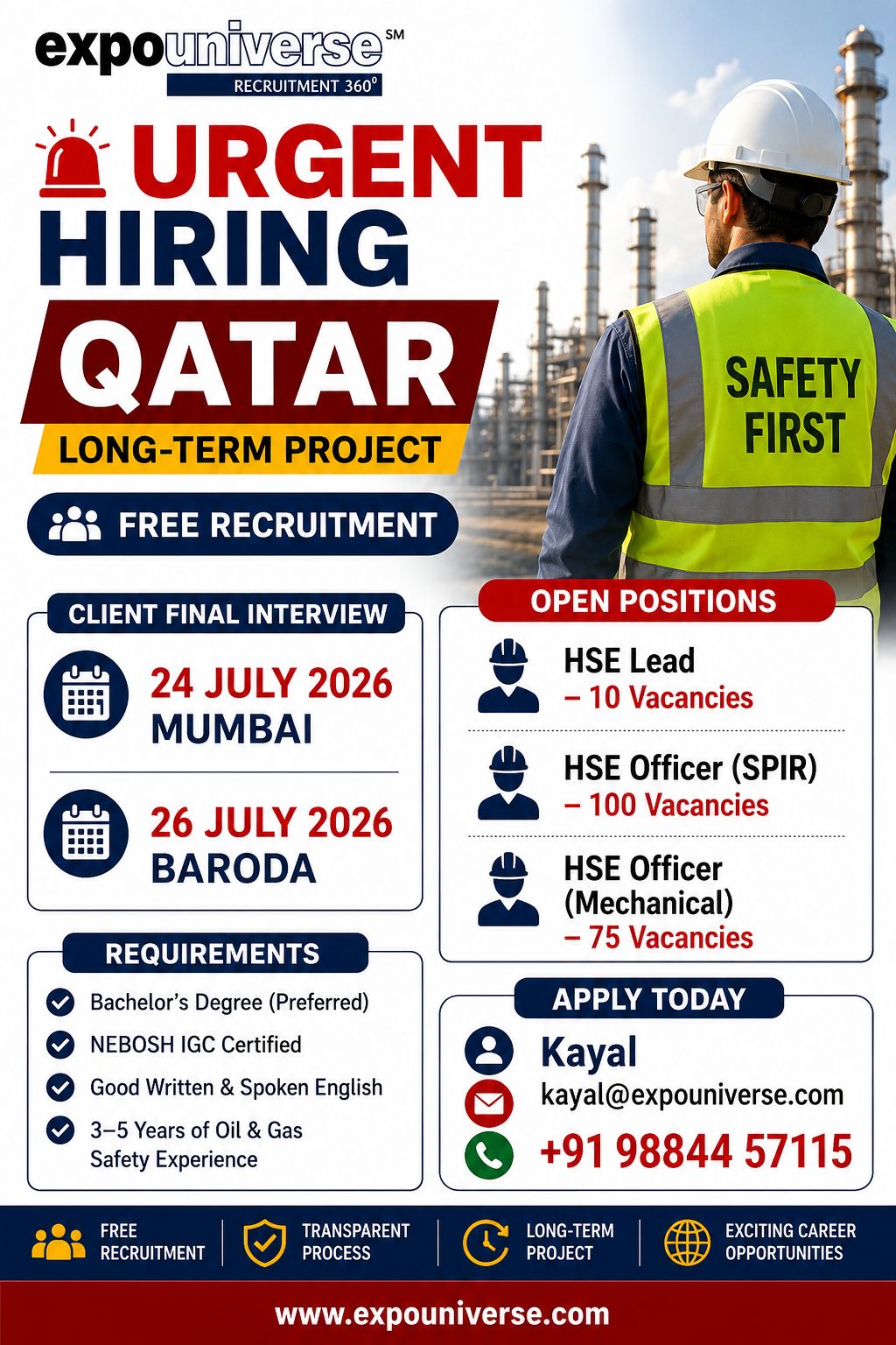 Urgent Hiring for Qatar - Long Term - Free Recruitment — EXPO UNIVERSE, Qatar, Qatar