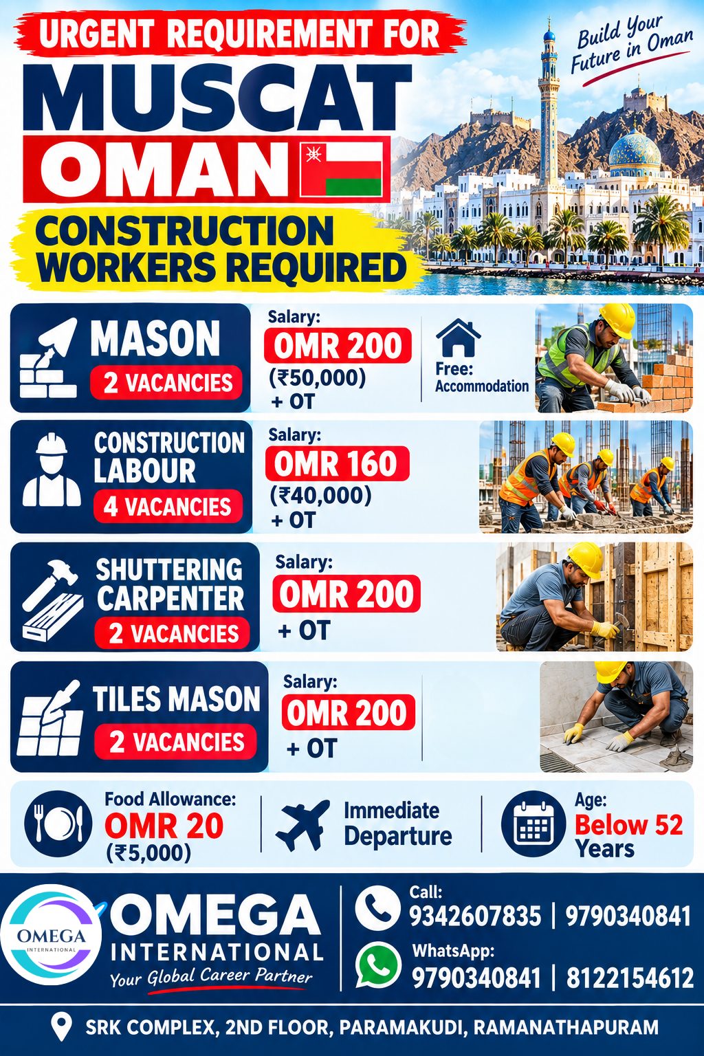 Construction Workers Required - Muscat, Oman