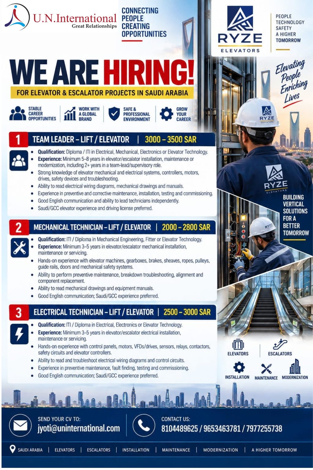 URGENT REQUIREMENT FOR RYZE ELEVEN — U N International, SAUDI ARABIA, SAUDI ARABIA