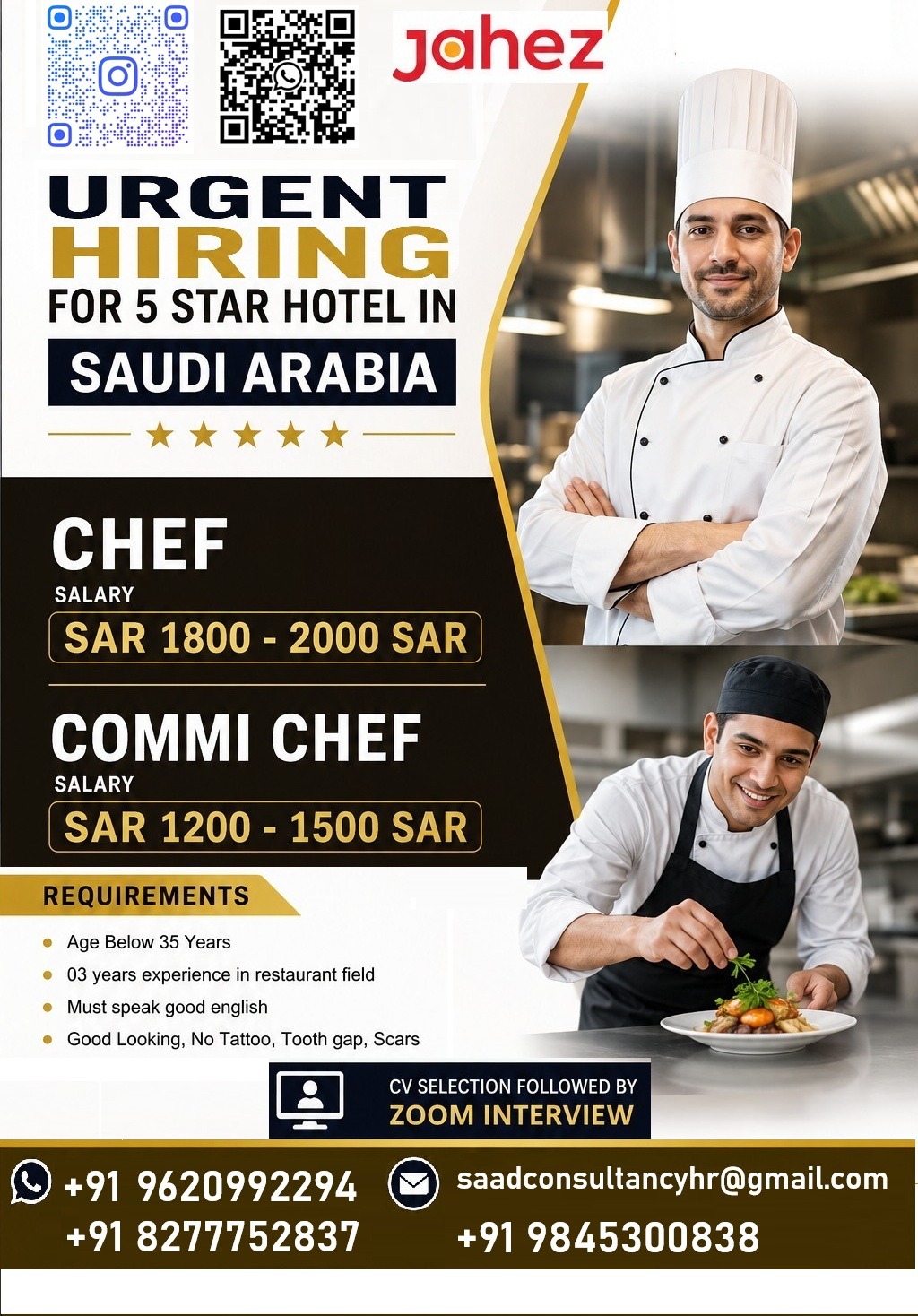 Chef and Commi Chef — SAAD CONSULTANCY, Saudi Arabia, Saudi Arabia