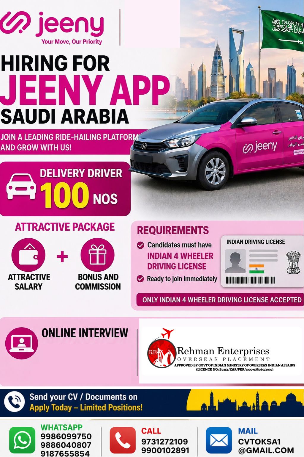 Delivery Driver - Jeeny App — Rehman Enterprises, Saudi Arabia, Saudi Arabia