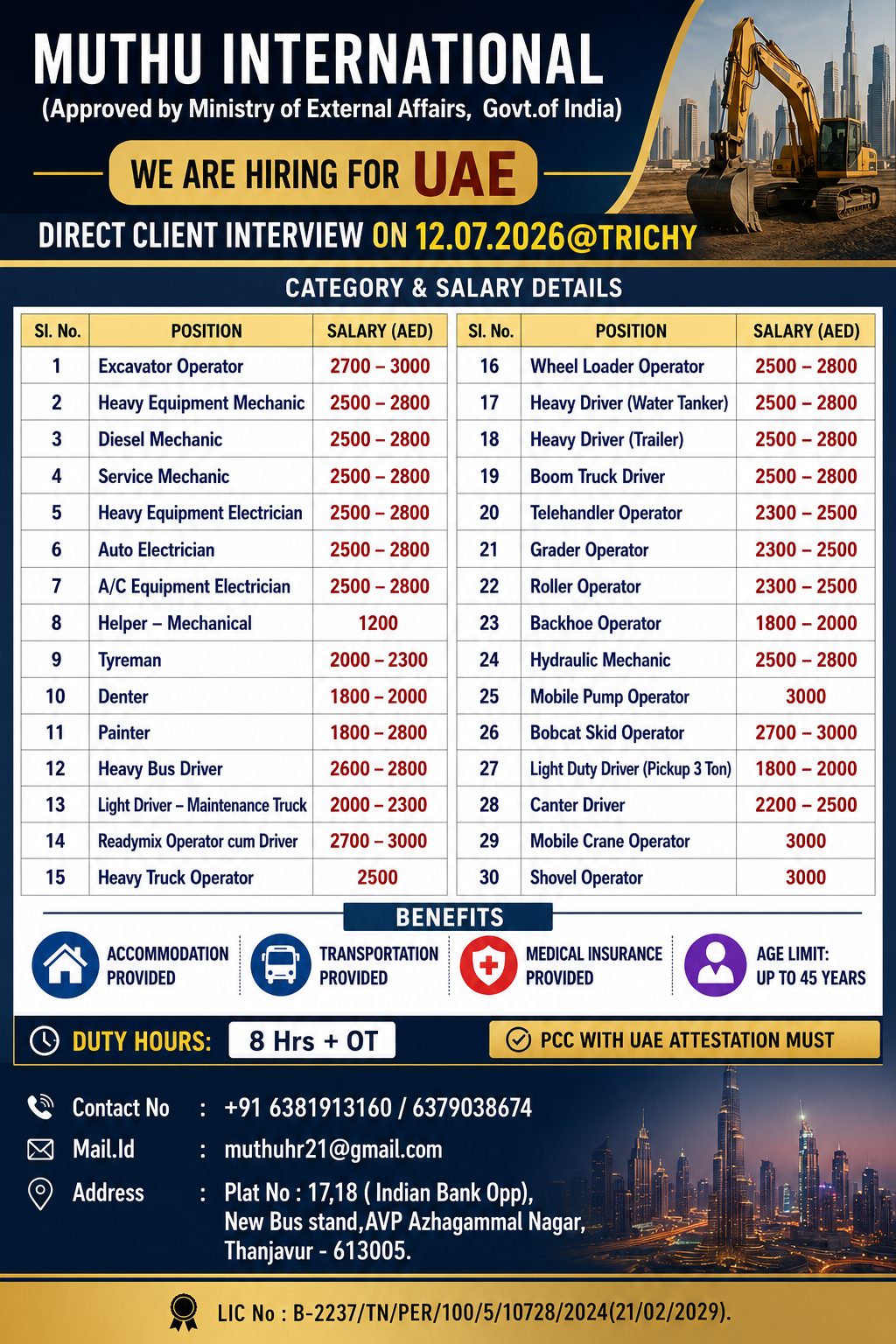 Drivers.. — MUTHU INTERNATIONAL, UAE, UAE