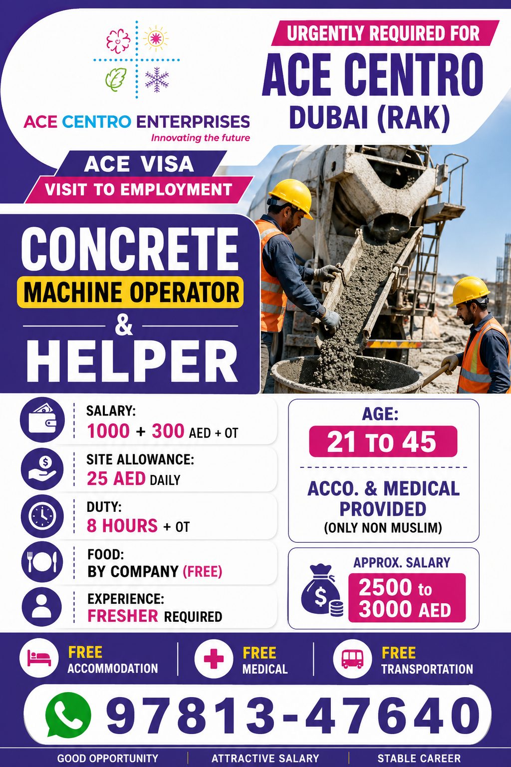 Concrete machine operator helper