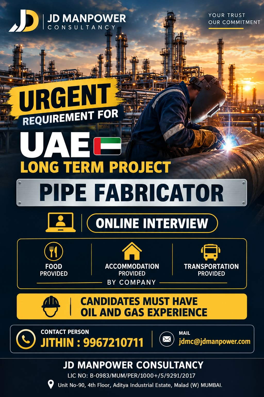 Pipe Fabricator — JD Manpower Consultancy, UAE, UAE
