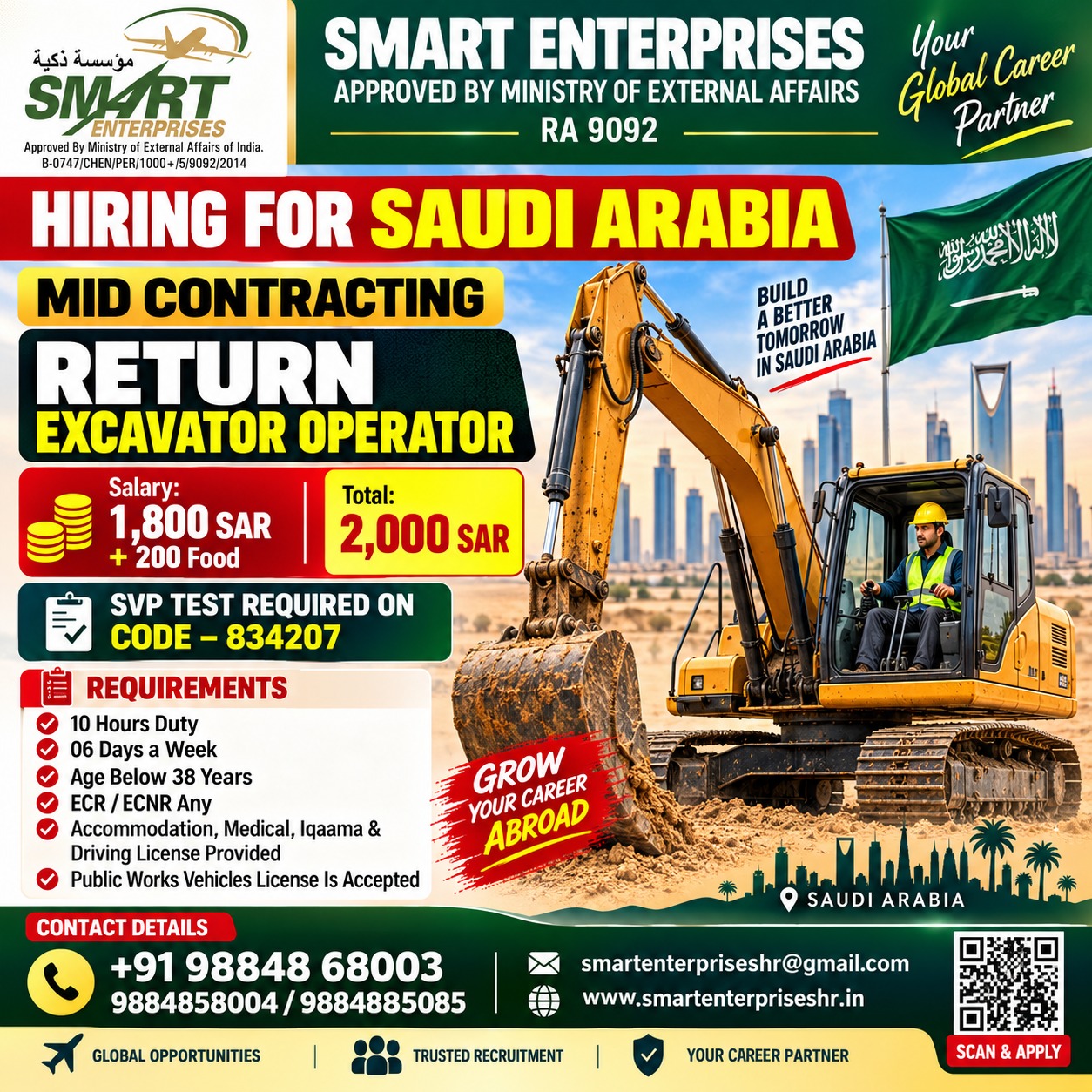 RETURN EXCAVATOR OPERATOR