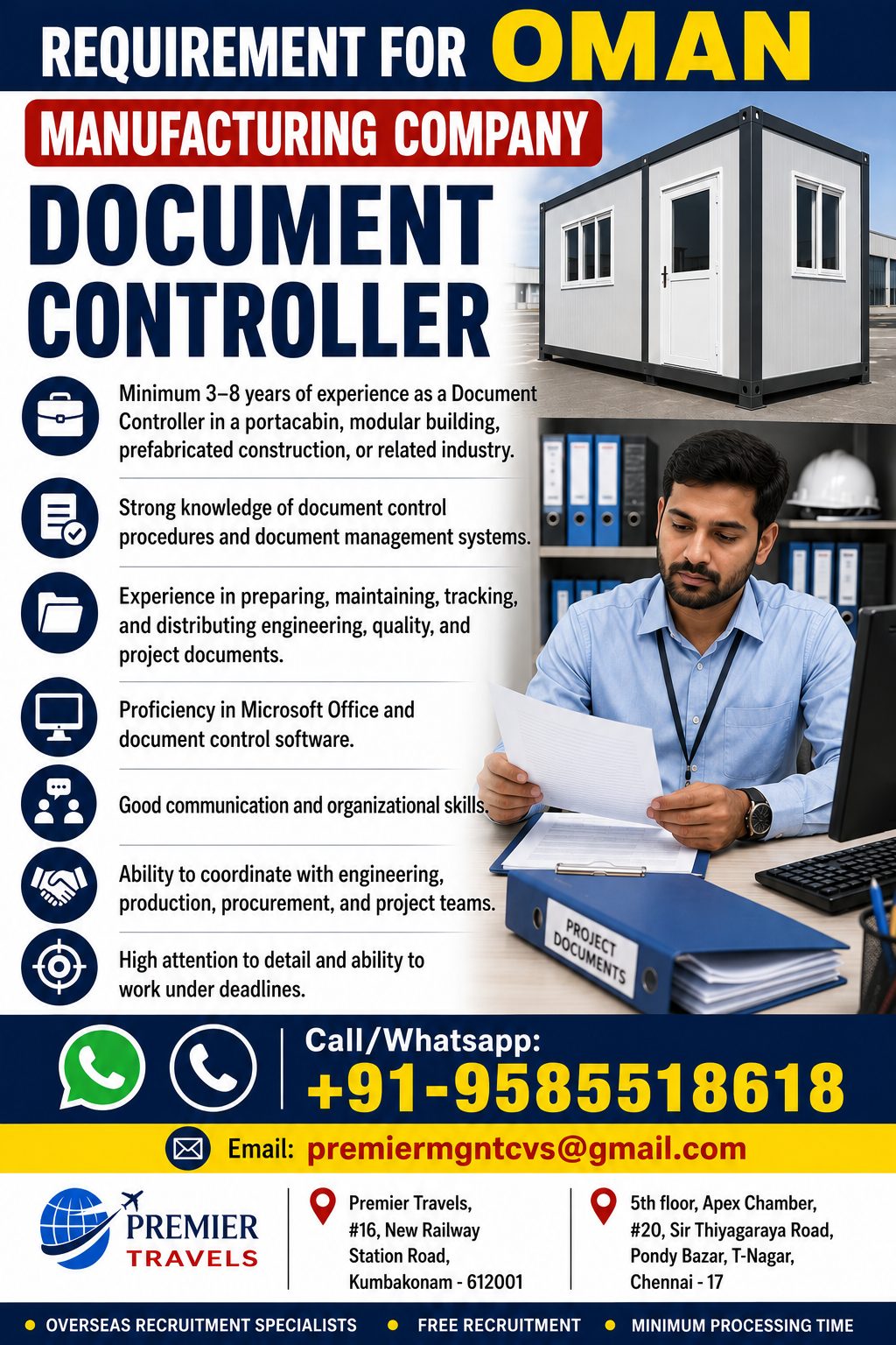 Document Controller — Premier Travels, Oman, Oman