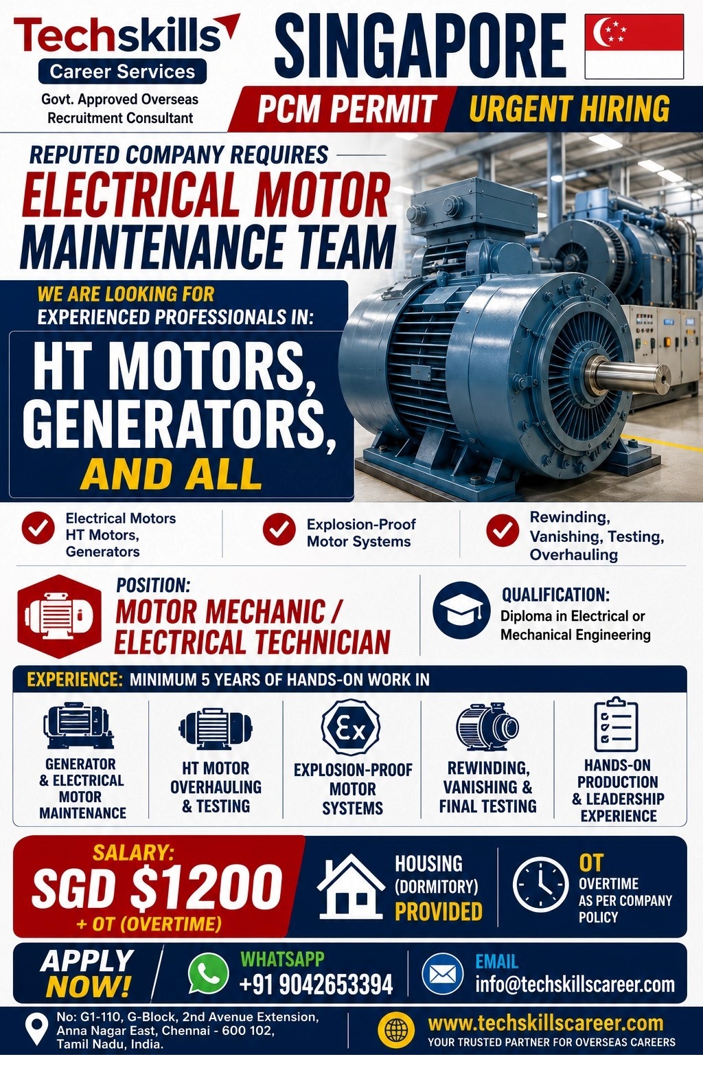 Singapore- Motor mechanic- HT Motors — TECHSKILLS CAREER SERVICES, Singapore, Singapore