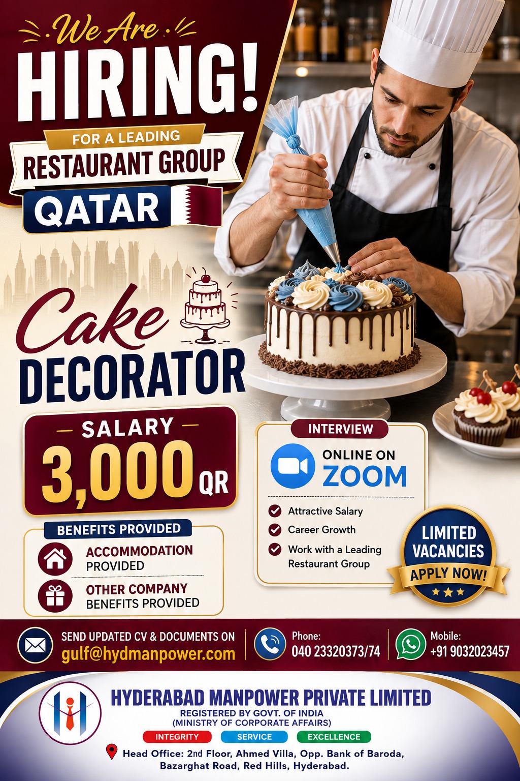 Hiring Cake Decorator for Qatar — Shaik Sahil, Qatar, Qatar