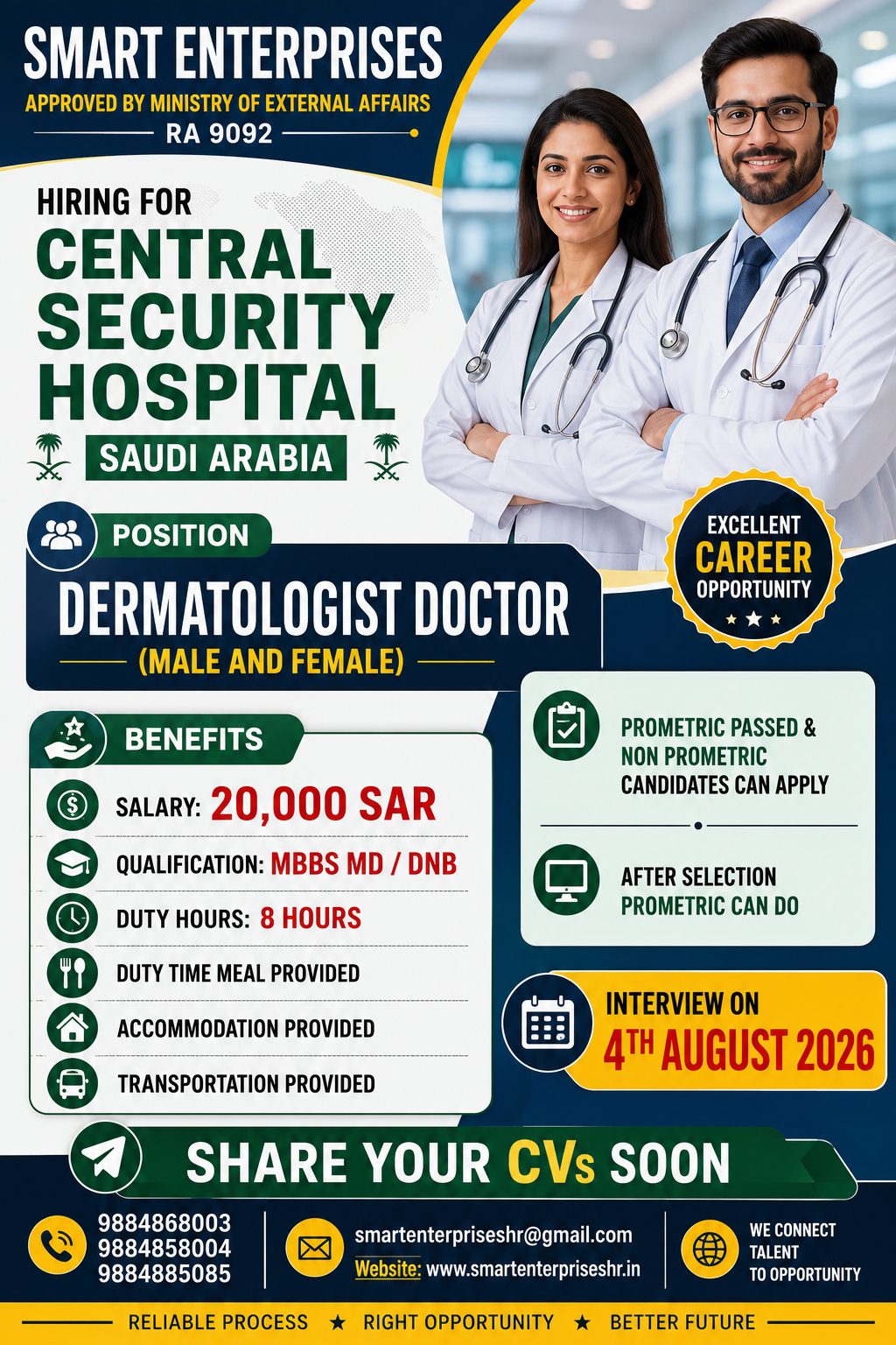 DERMATALOGIST DOCTOR (MALE & FEMALE)