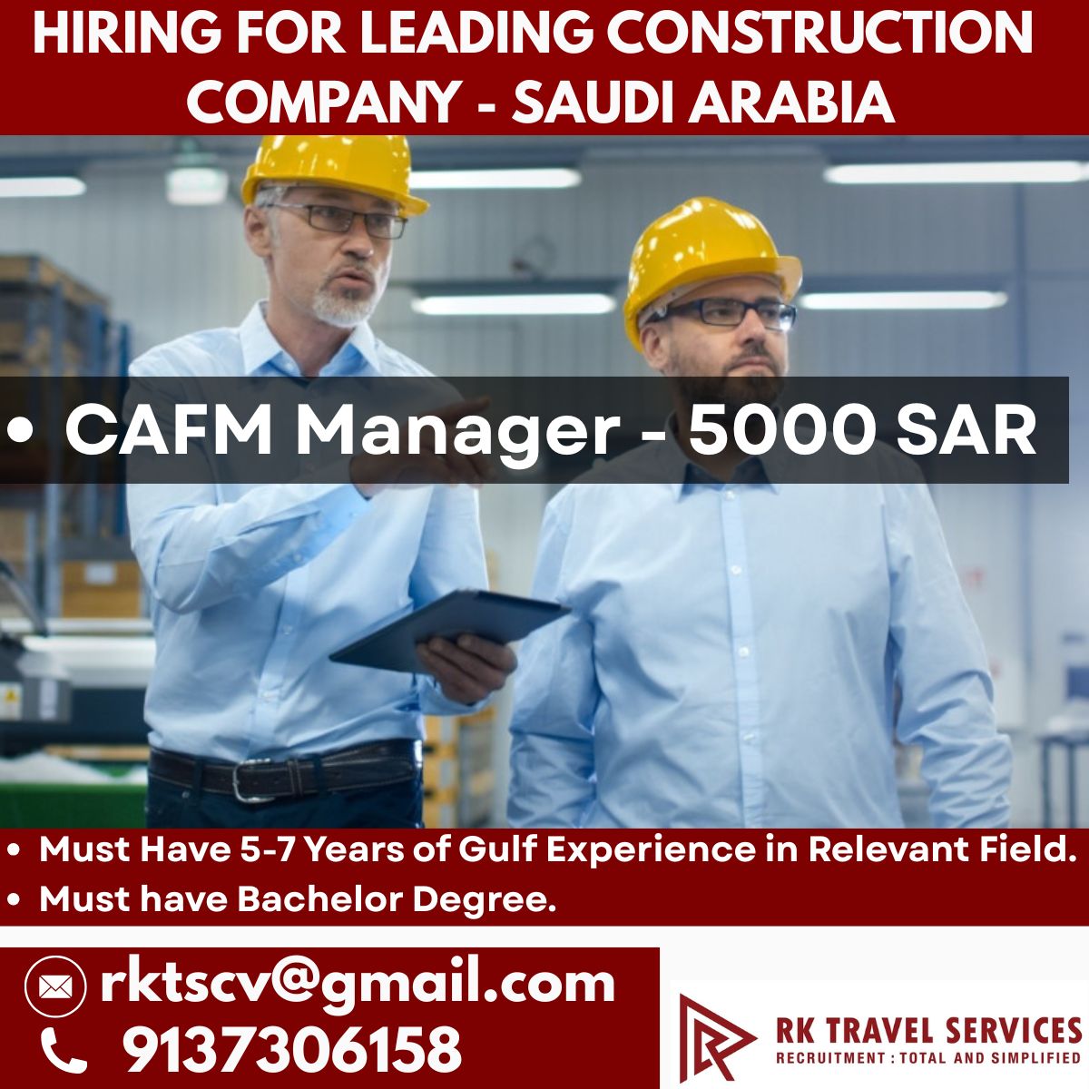 CAFM Manager — RK Travel Services, Saudi Arabia