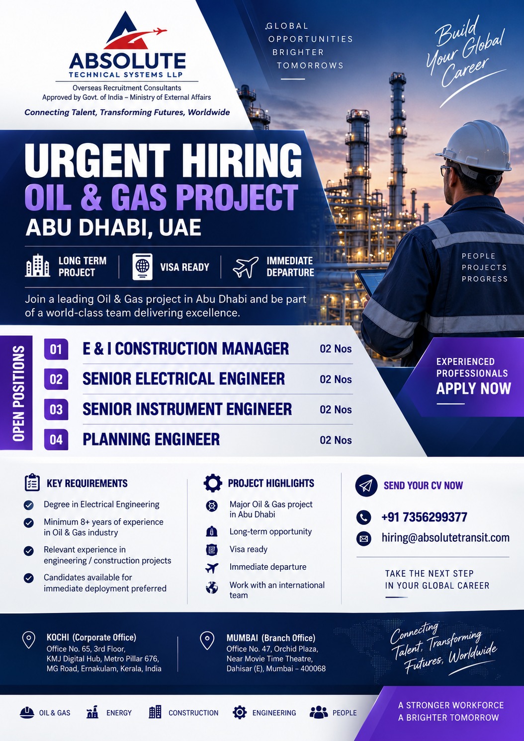 Urgent Hiring - Oil & Gas Project Abu Dhabi, UAE