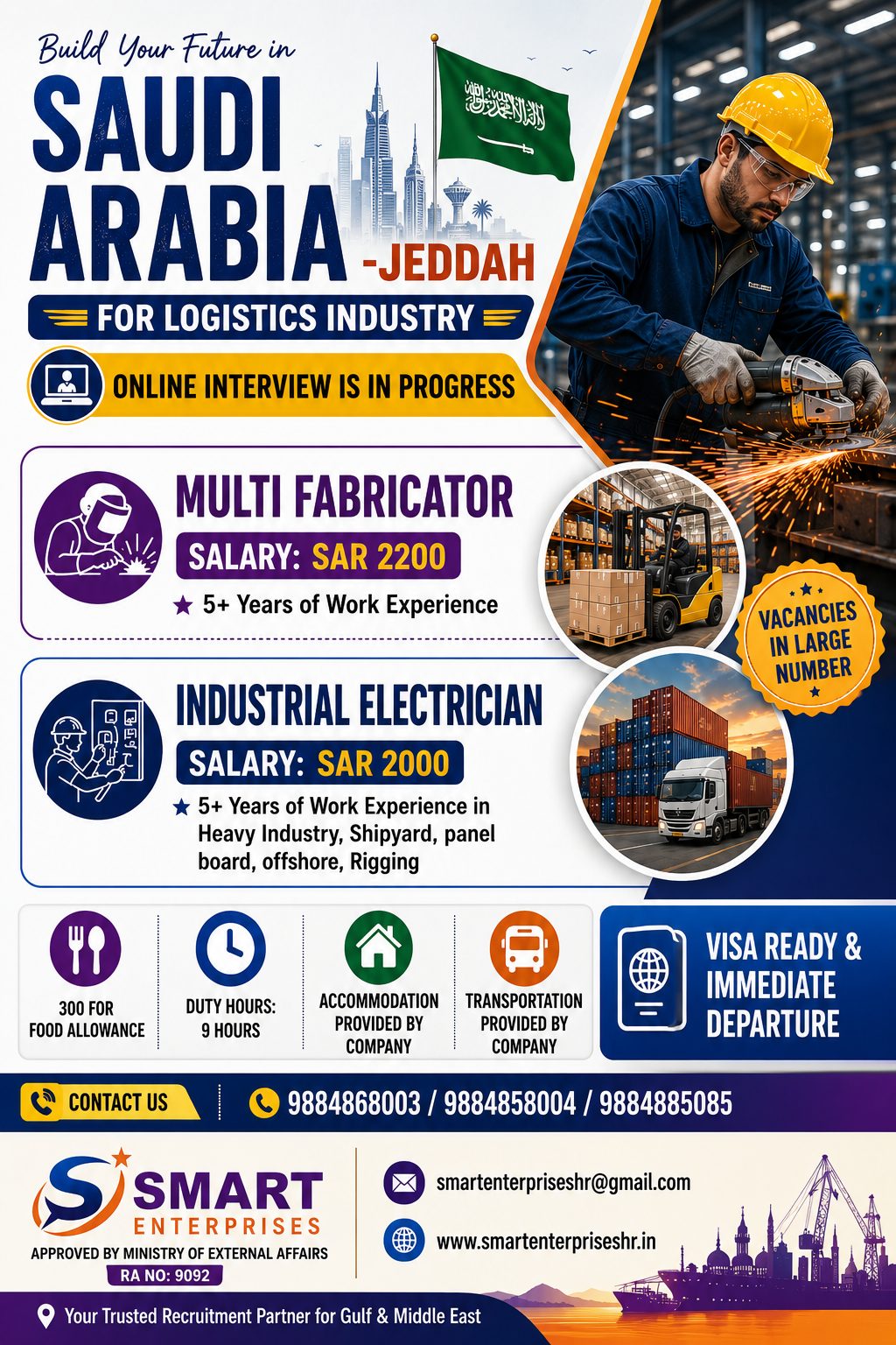 MULTI FABRICATOR & INDUSTRIAL ELECTRICIAN — smartenterpriseshr@gmail.com, SAUDI ARABIA, SAUDI ARABIA