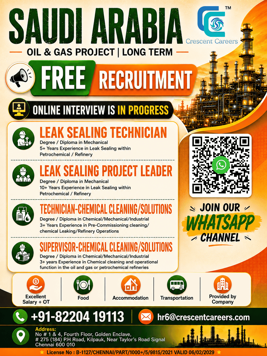 FREE RECRUITMENT-Saudi Arabia Oil & Gas Project
