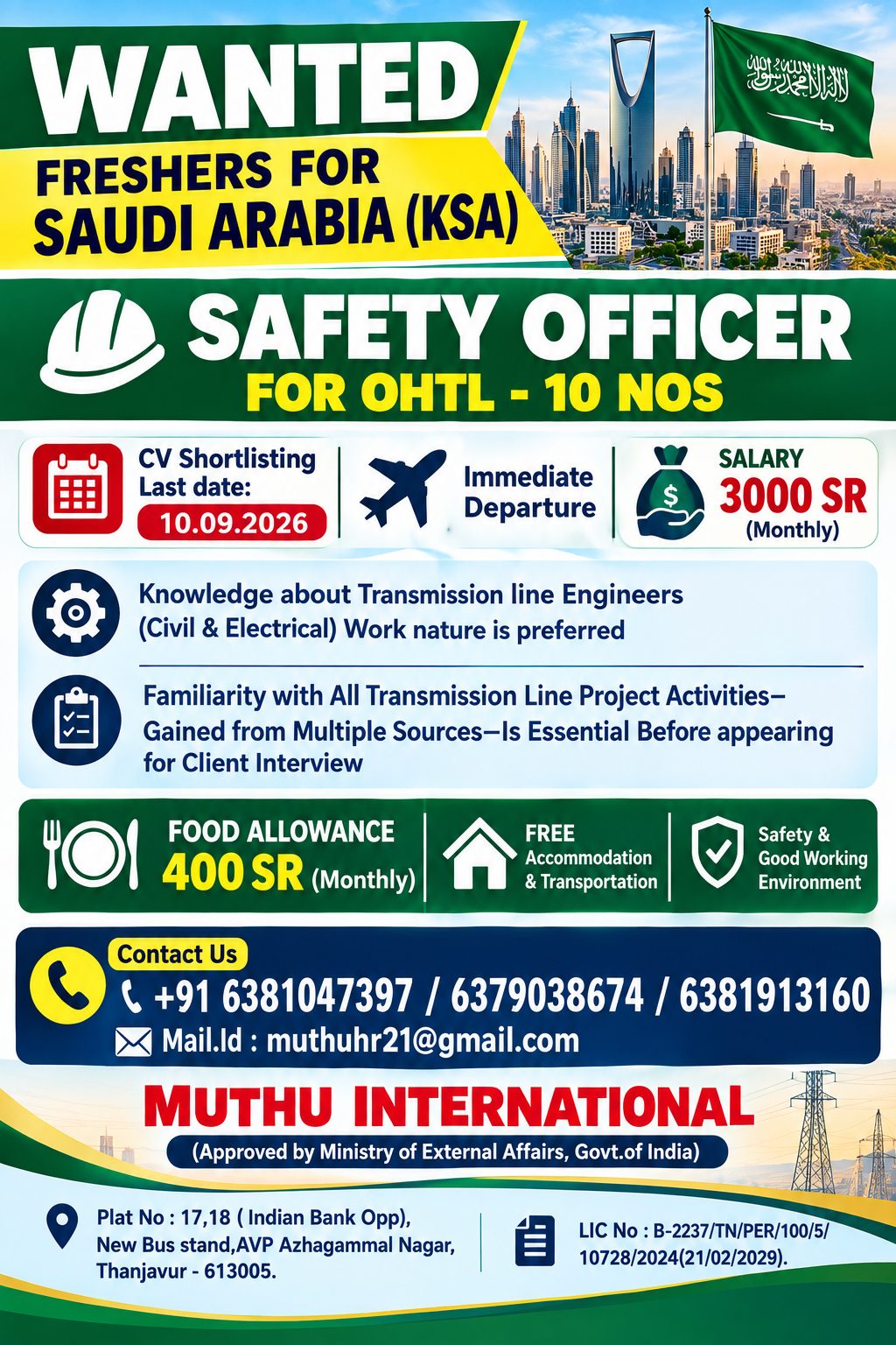 Safety Officer for OHTL