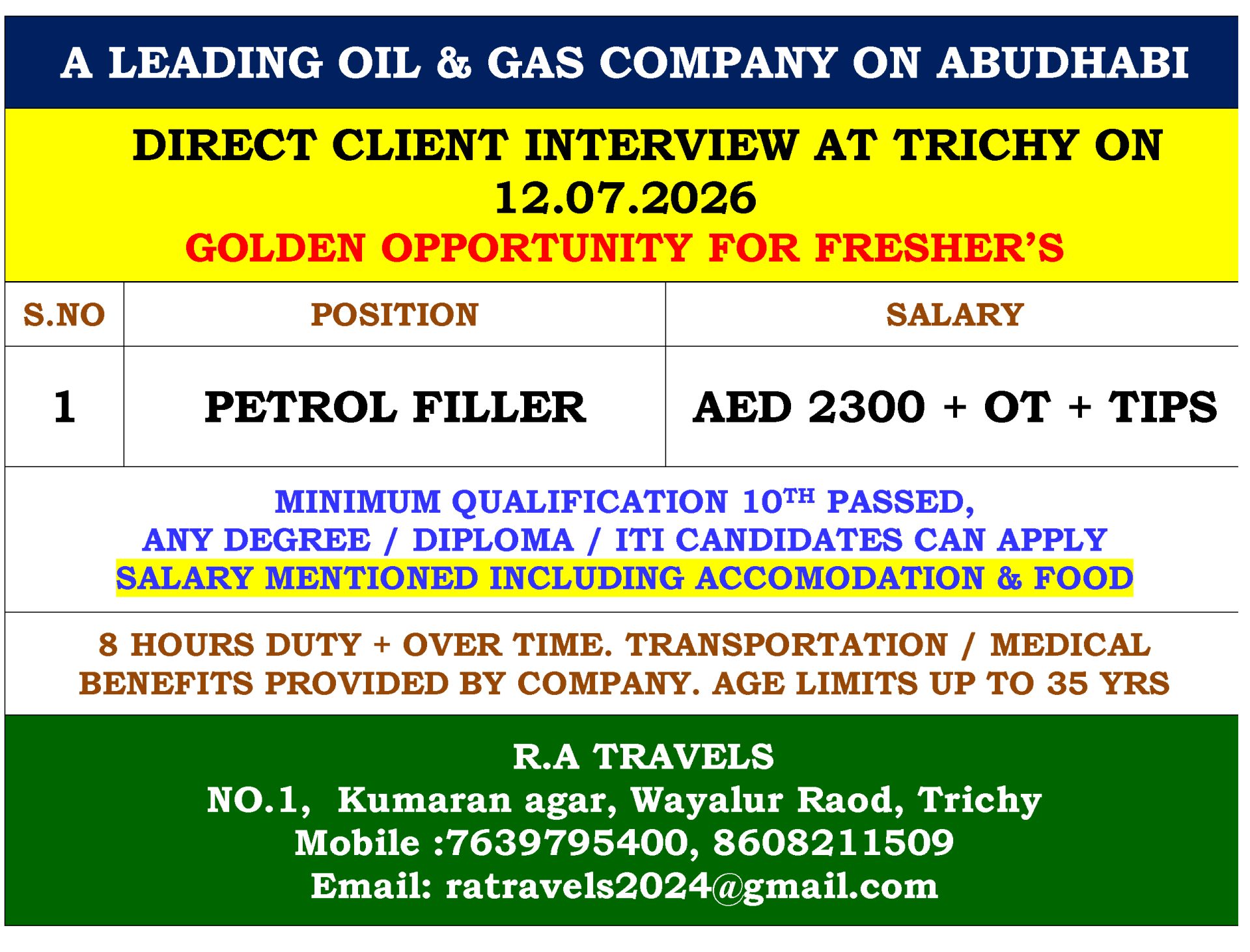 PETROL FILLER — R.A Travels, DUBAI, DUBAI