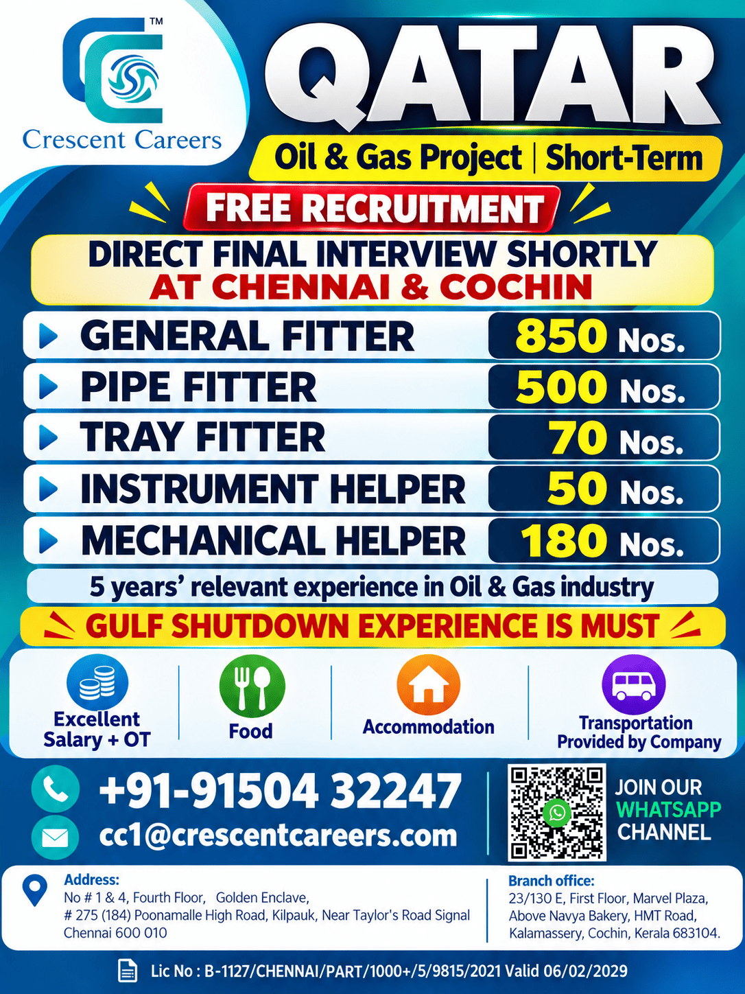 QATAR OIL & GAS — RECRUITMENT — Crescent Careers, Qatar, Qatar
