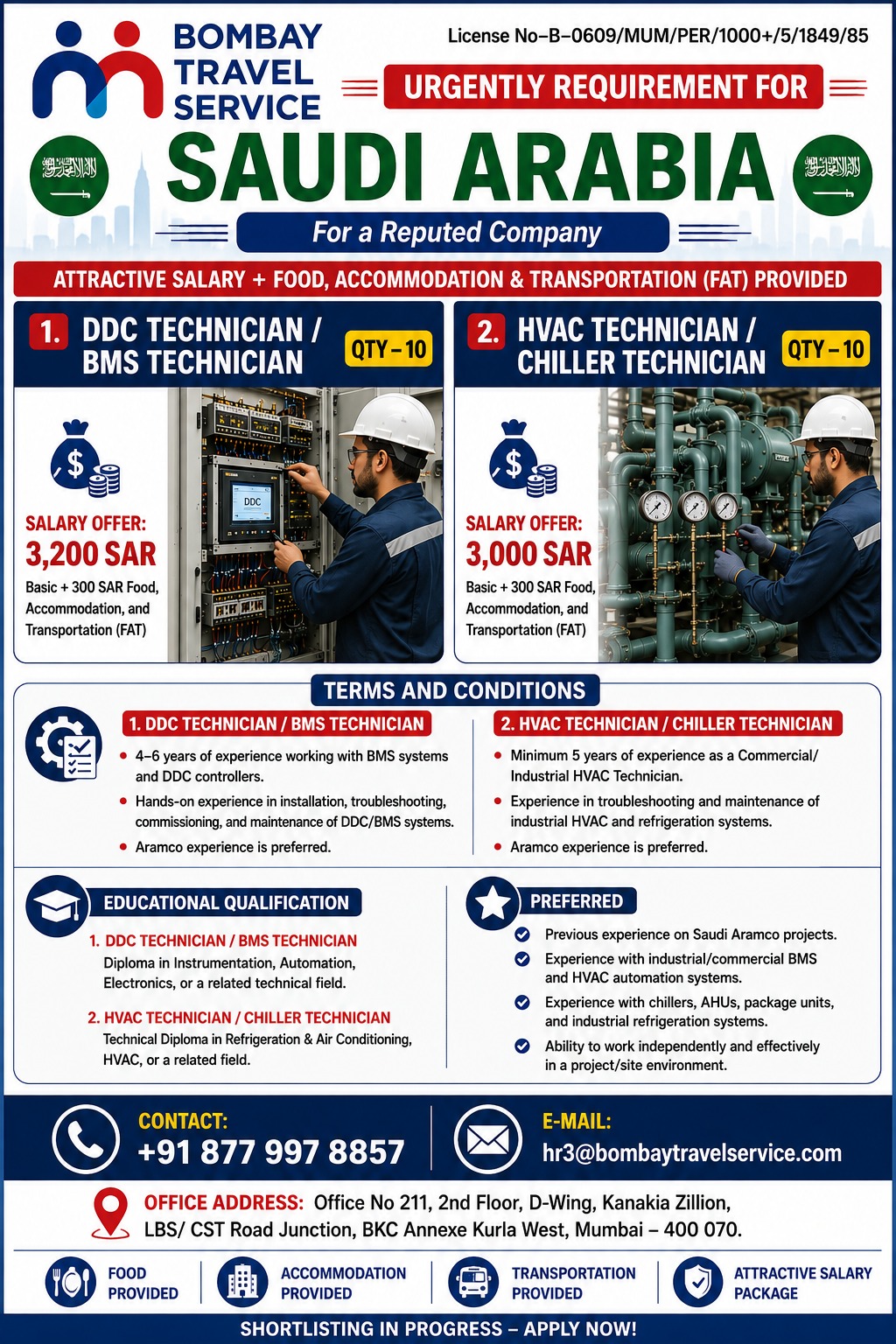 We are urgently hiring for a facility management ksa co.