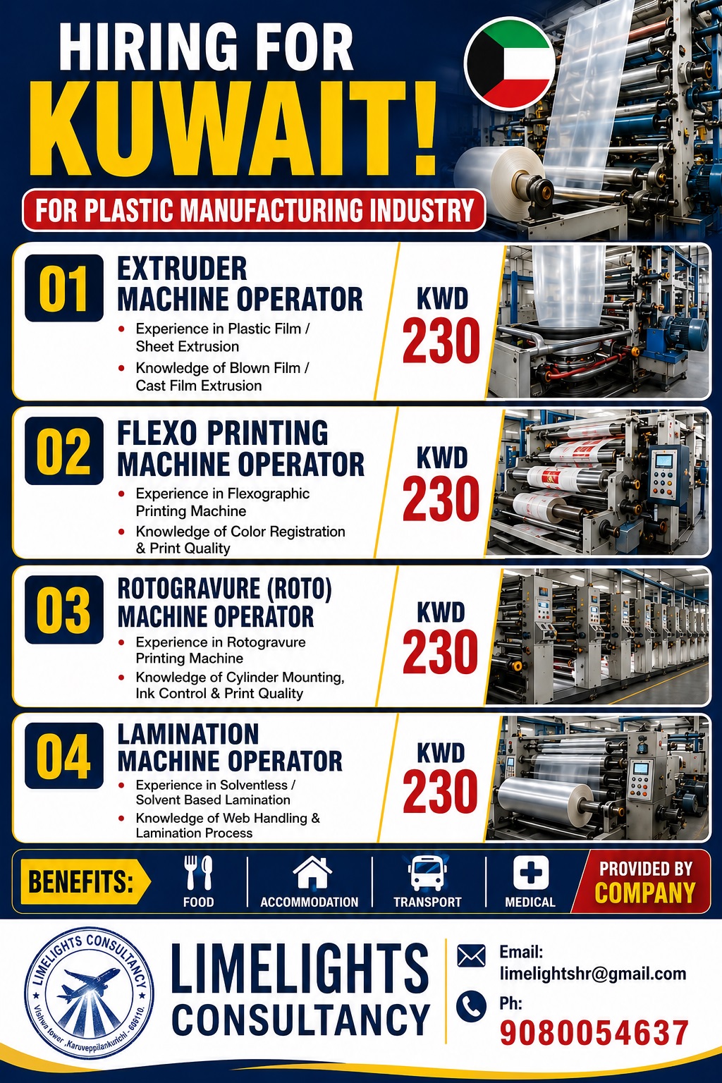 Hiring for Kuwait - Plastic Manufacturing Industry — Limelights consultant, India, India