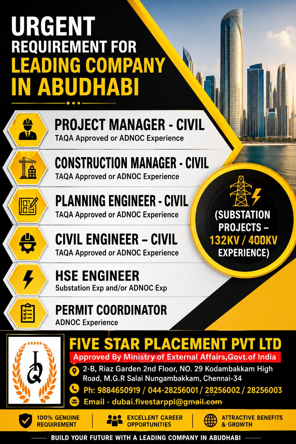 URGENT REQUIREMENT FOR LEADING COMPANY IN ABUDHABI  - OINLINE INTERVIEW