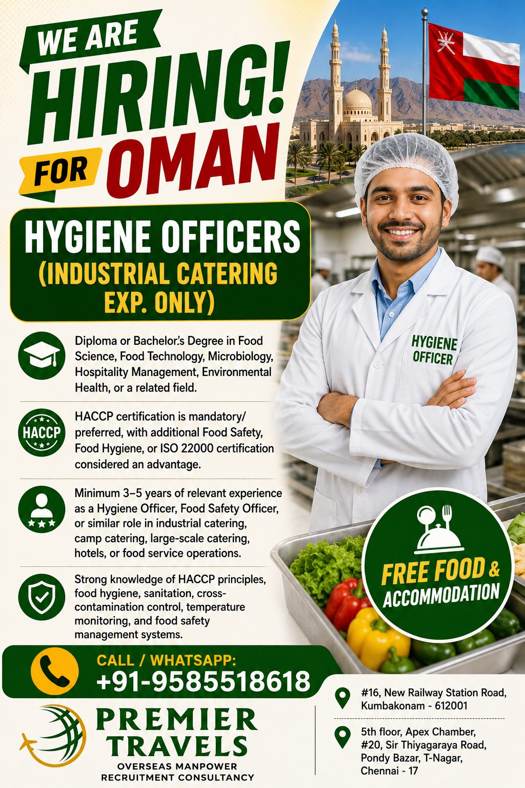 We are hiring for Hygiene Officers