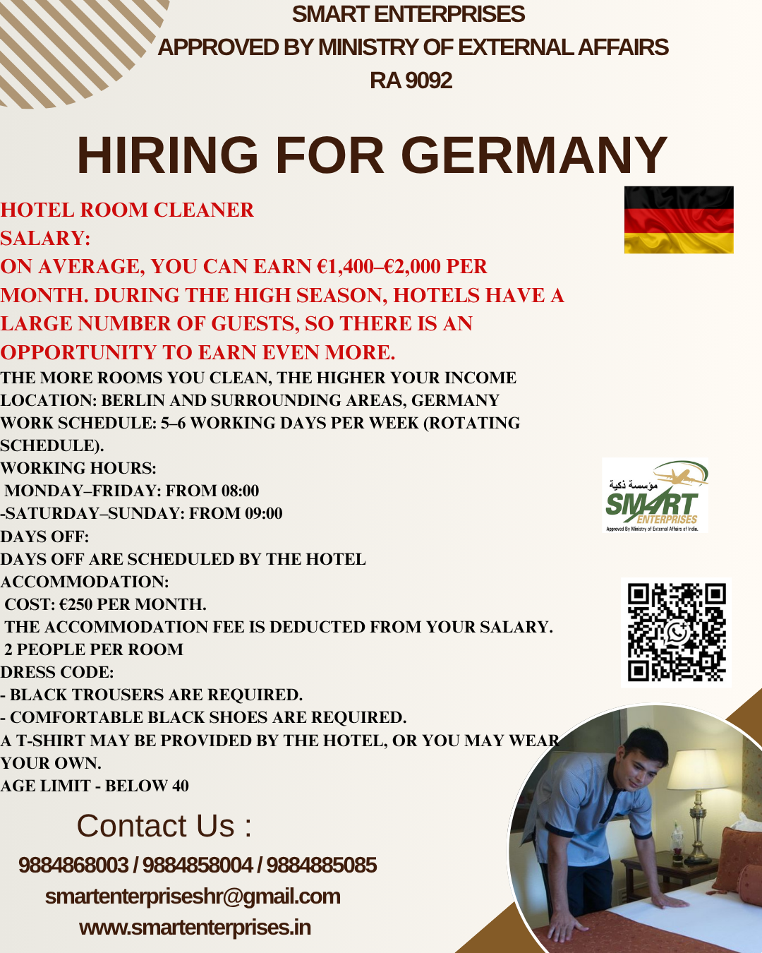 Hotel Room Cleaner — smartenterpriseshr@gmail.com, GERMANY, GERMANY