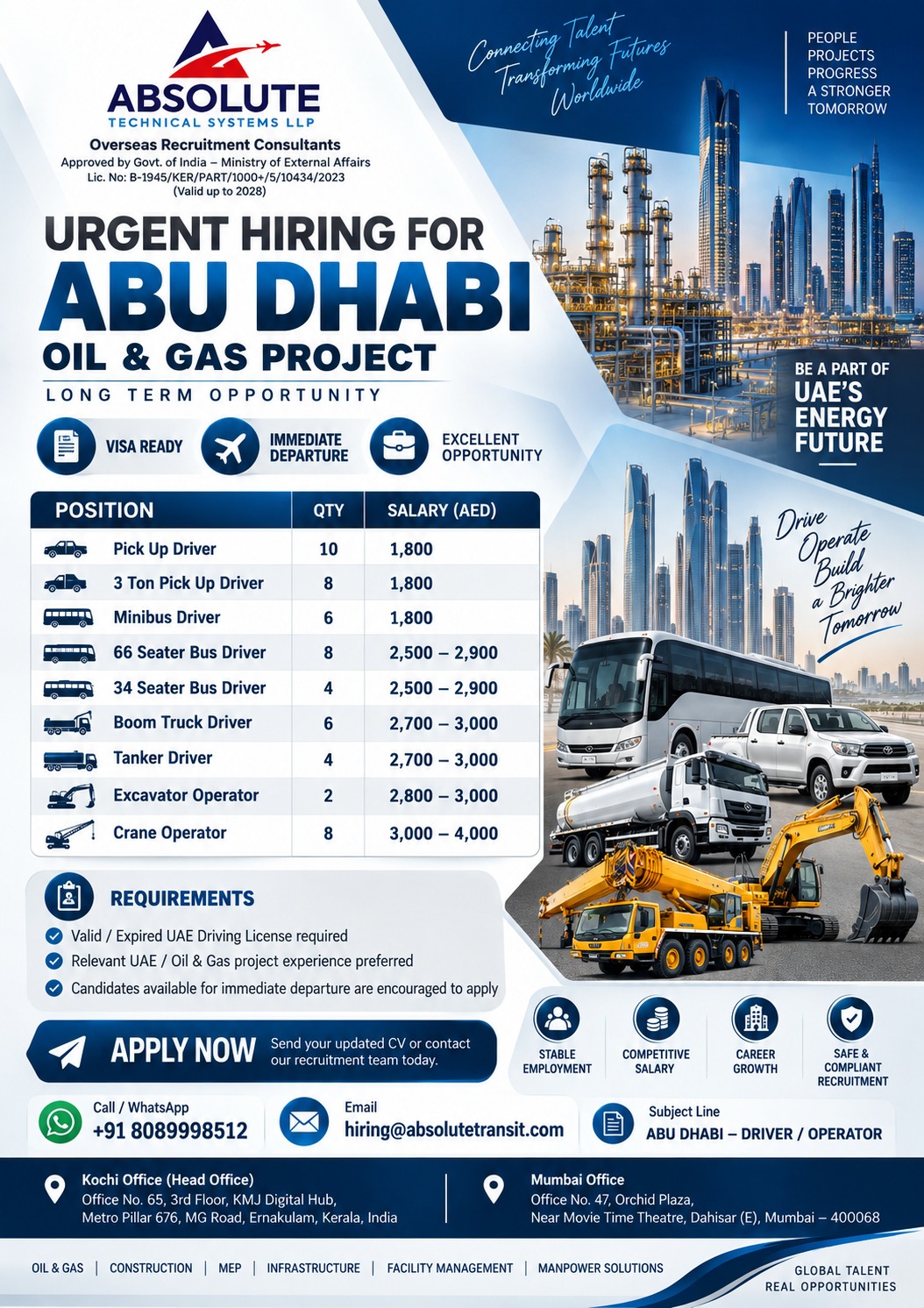Abu Dhabi Oil & Gas Project - Drivers and Operators
