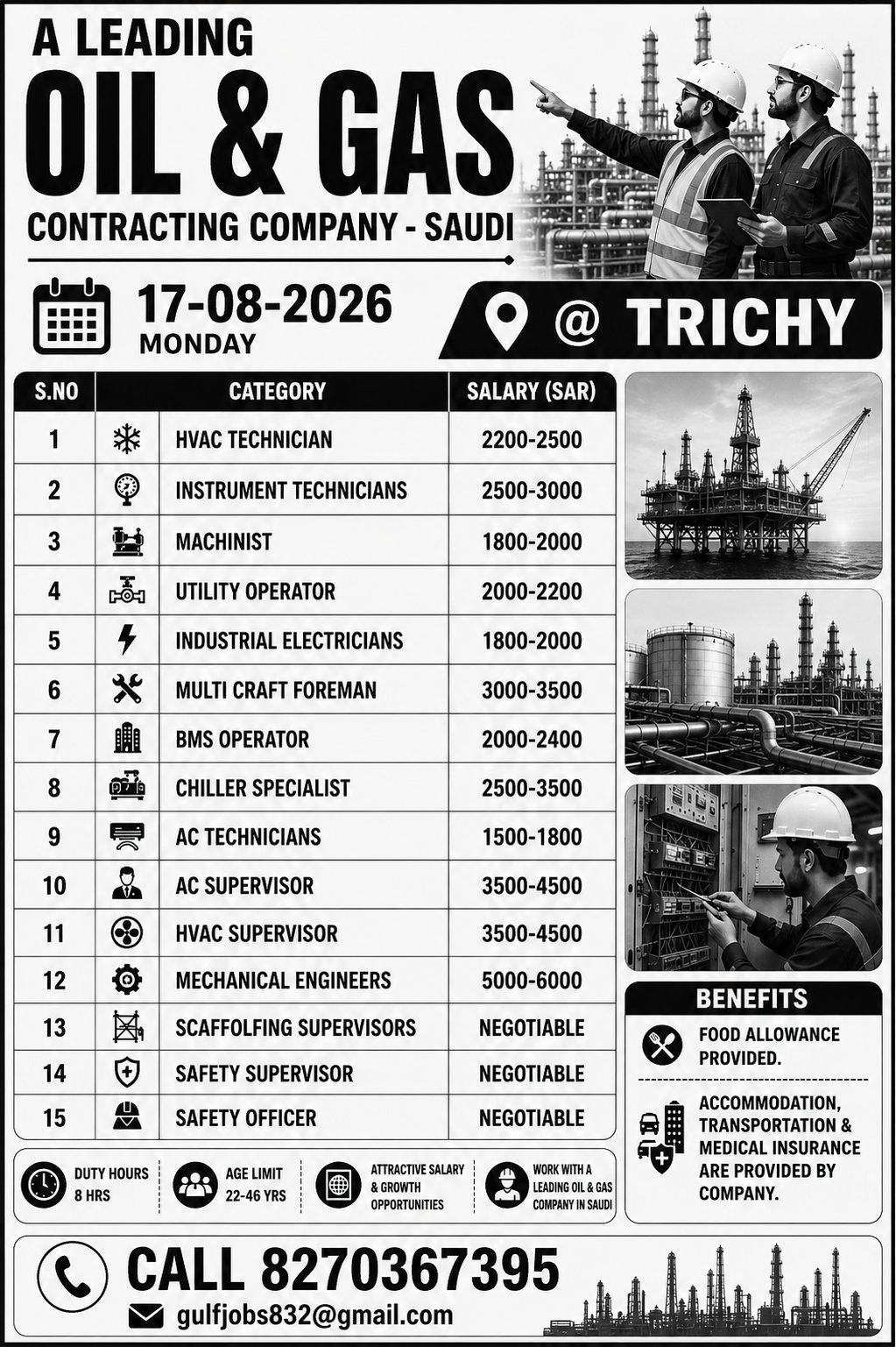 Multiple Positions - Oil & Gas Contracting Company Saudi