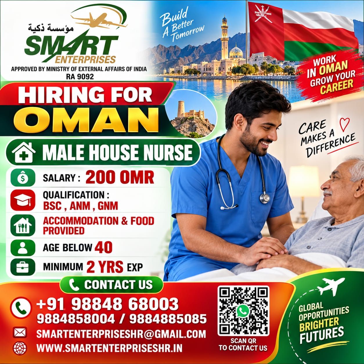 :MALE HOUSE NURSE — smartenterpriseshr@gmail.com, OMAN