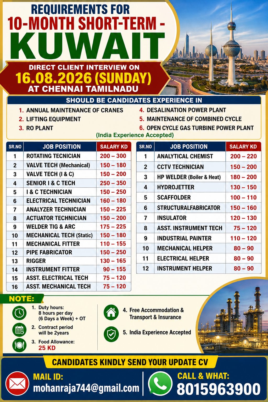 10-Month Short-Term Kuwait Recruitment