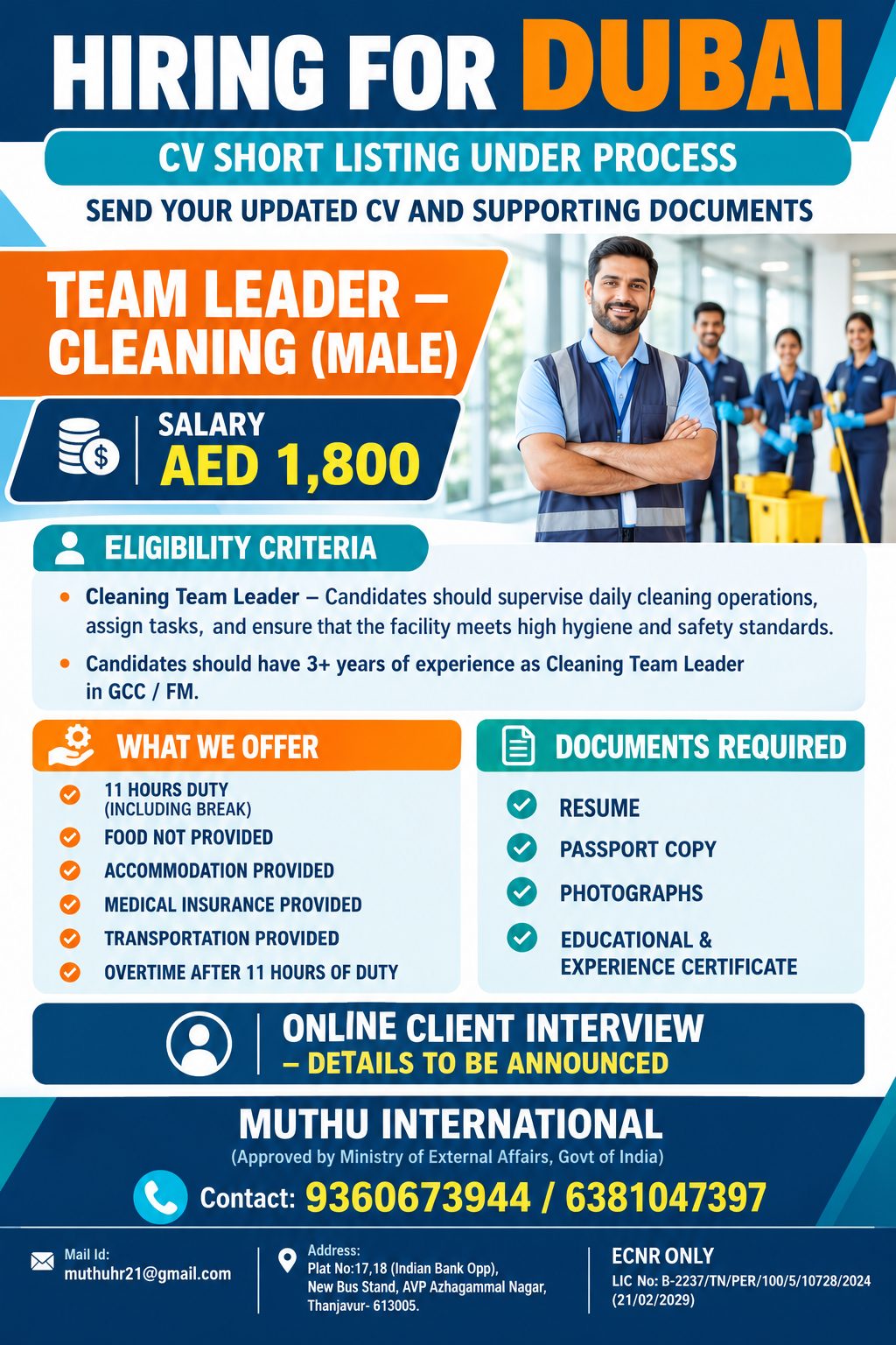 Team Leader – Cleaning (Male)